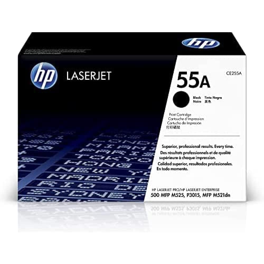 Original HP 55A Black Toner Cartridge - Compatible with HP LaserJet Enterprise 500 MFP M525, P3015, Pro MFP M521 Series (CE255A) | High-Yield Printing for Office & Business Documents