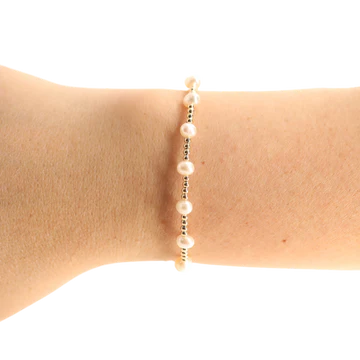 Lolo Gold Beaded Bracelet with Freshwater Pearls - Elegant Handmade Jewelry for Women, Perfect for Weddings, Parties & Everyday Wear