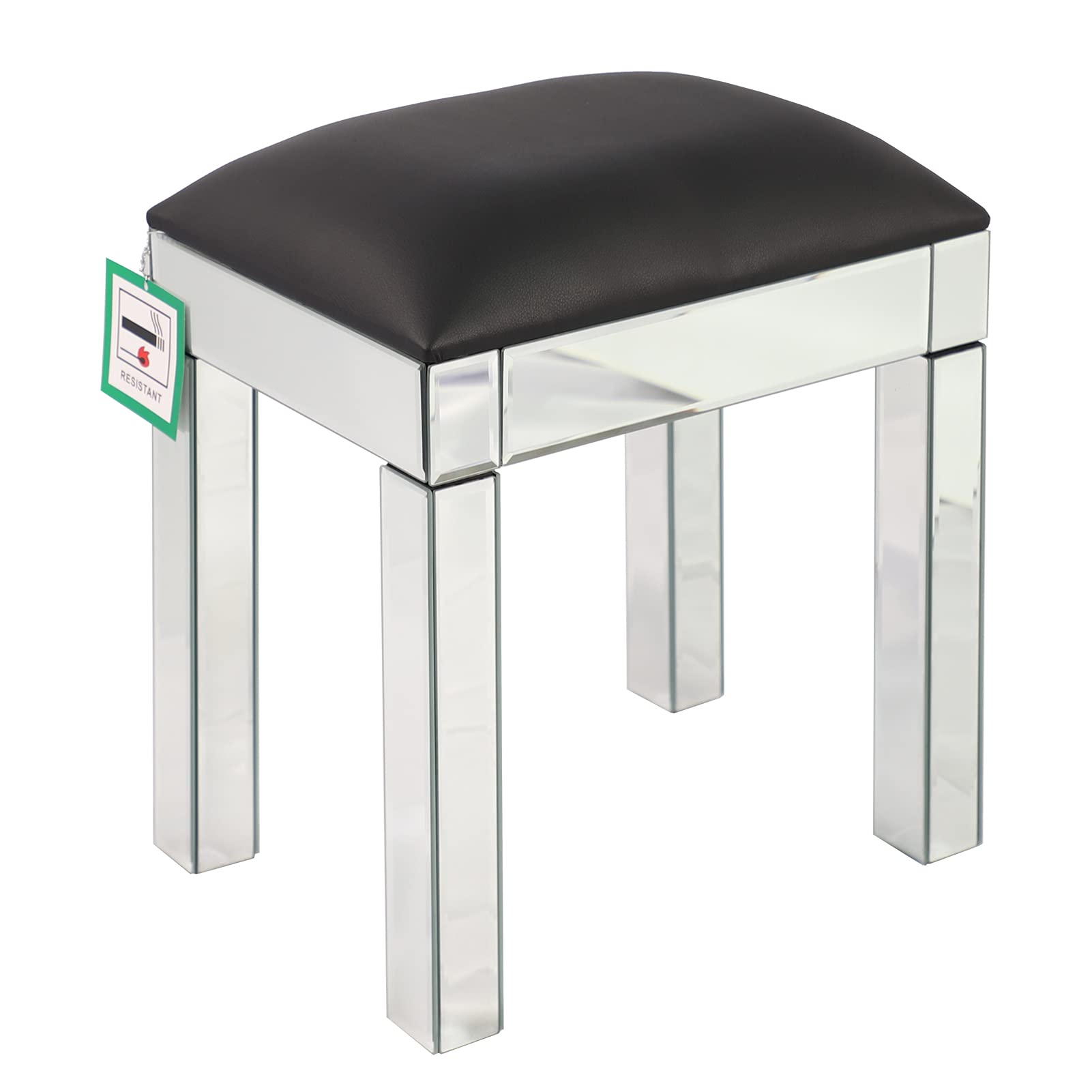 Yoglad Mirrored Night Stand with 3 Drawers - Silver Crystal Diamond Bedside Table for Bedroom, Storage Cabinet with Vanity Stool - Perfect for Small Spaces, Guest Rooms & Modern Bedroom Decor