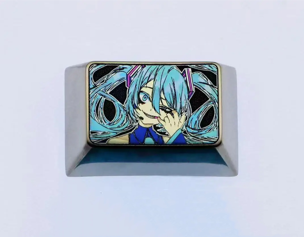 Hatsune Miku Themed 1.5U Titanium Alloy Engraved Keycap - Custom Mechanical Keyboard Accessory for Gaming & Typing Enthusiasts
