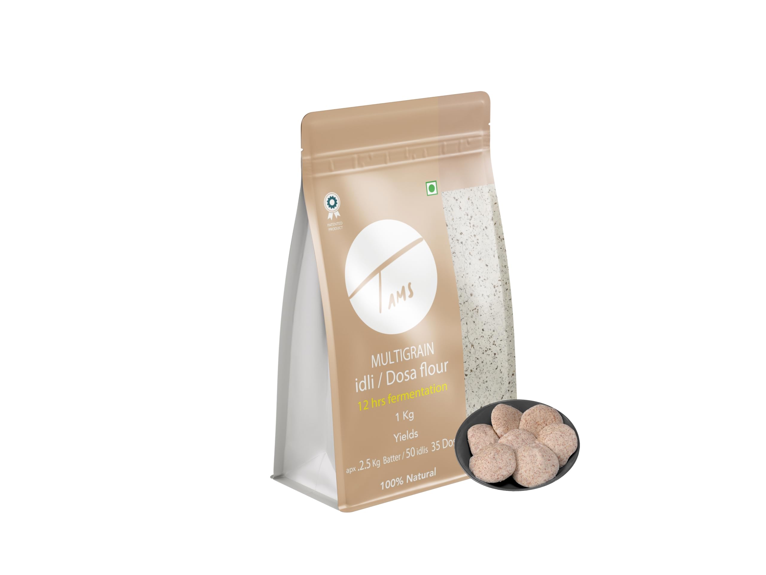 Organic Multigrain Idli & Dosa Flour 1kg - Makes 2.5kg Batter for 60 Soft Idlis | India's First Naturally Fermenting Flour with 6-Month Shelf Life | No Additives, No Chemicals, No Yeast | Perfect for Healthy Breakfast, South Indian Cuisine & Vegan Meals