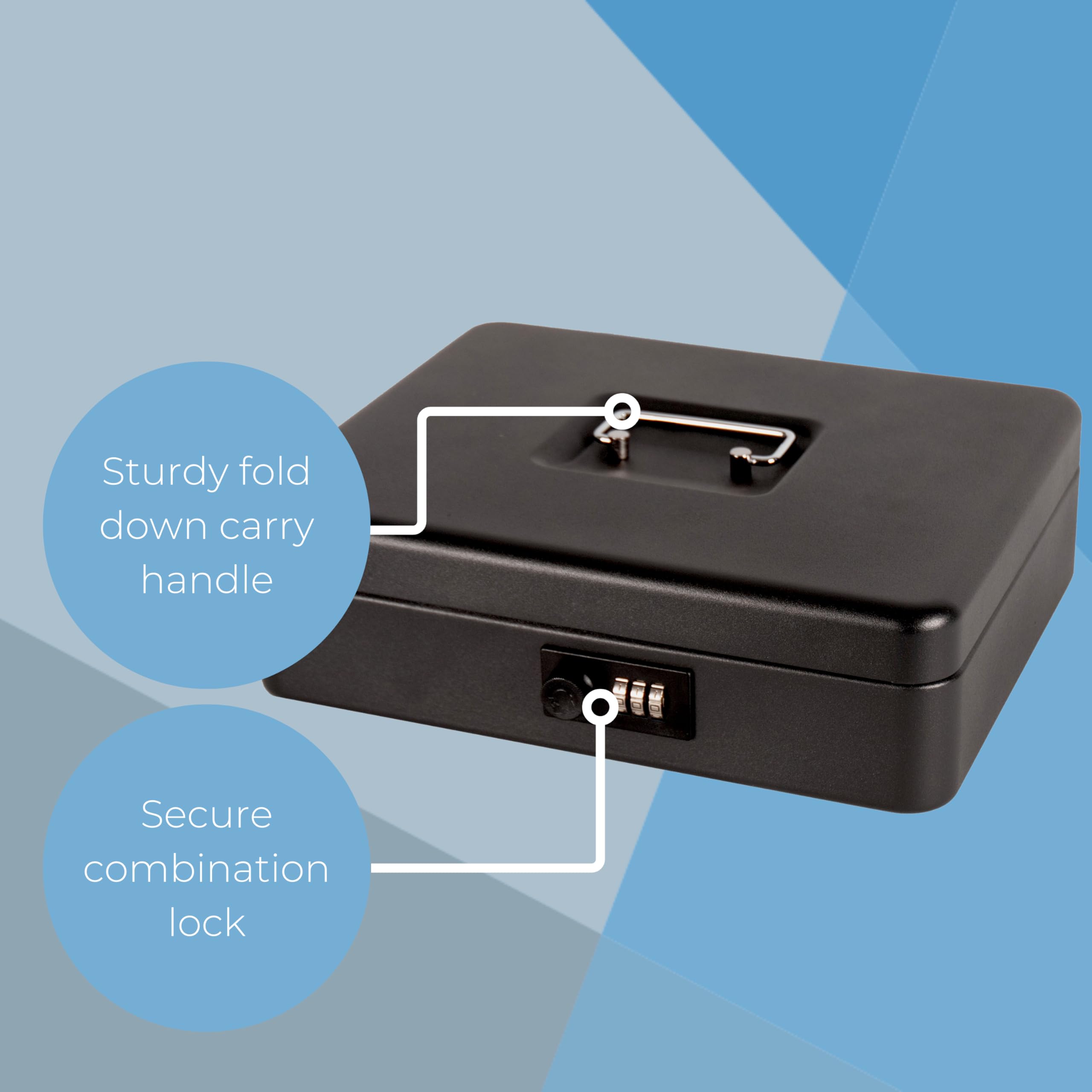 12 Inch Steel Cash Box with Combination Lock - Durable & Secure Money Safe | Portable Design with Lift-Out Tray | Perfect for Small Businesses, Retail Stores, and Home Office Use