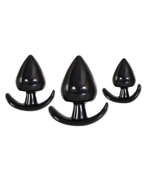 Premium Anal Training Kit for Beginners - 3-Piece Silicone Butt Plug Set - Black | Comfortable & Safe for Anal Play, Intimacy & Relaxation