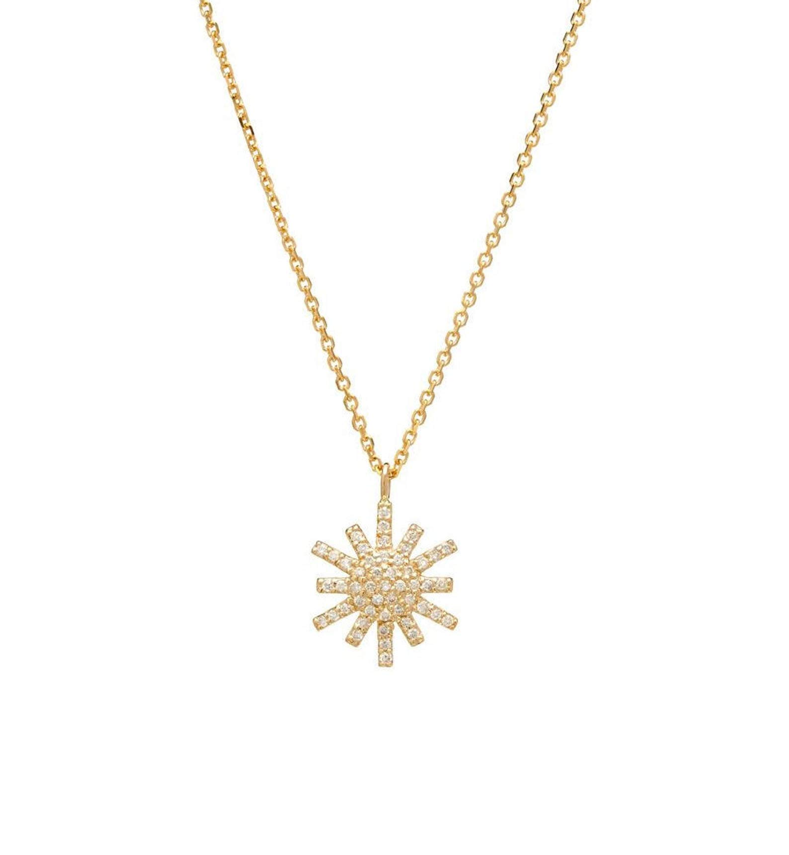 14K Yellow Gold Diamond Snowflake Necklace - Elegant Winter Jewelry for Christmas, Holidays & Special Occasions
