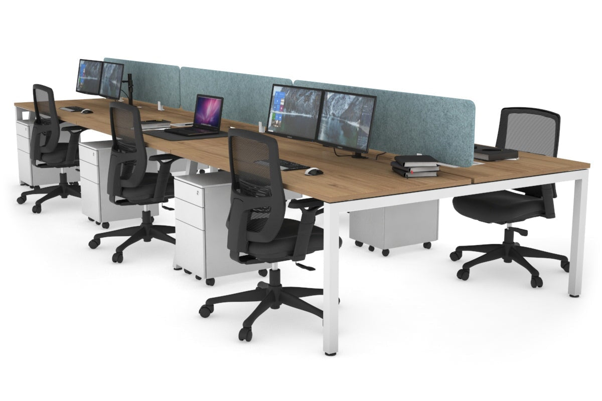6-Person Office Workstation with Quadro Square Legs - 1600L x 800W Dimensions, Cable Management Scallop for Organized Workspace - Perfect for Open Office Layouts, Team Collaboration & Modern Workspaces