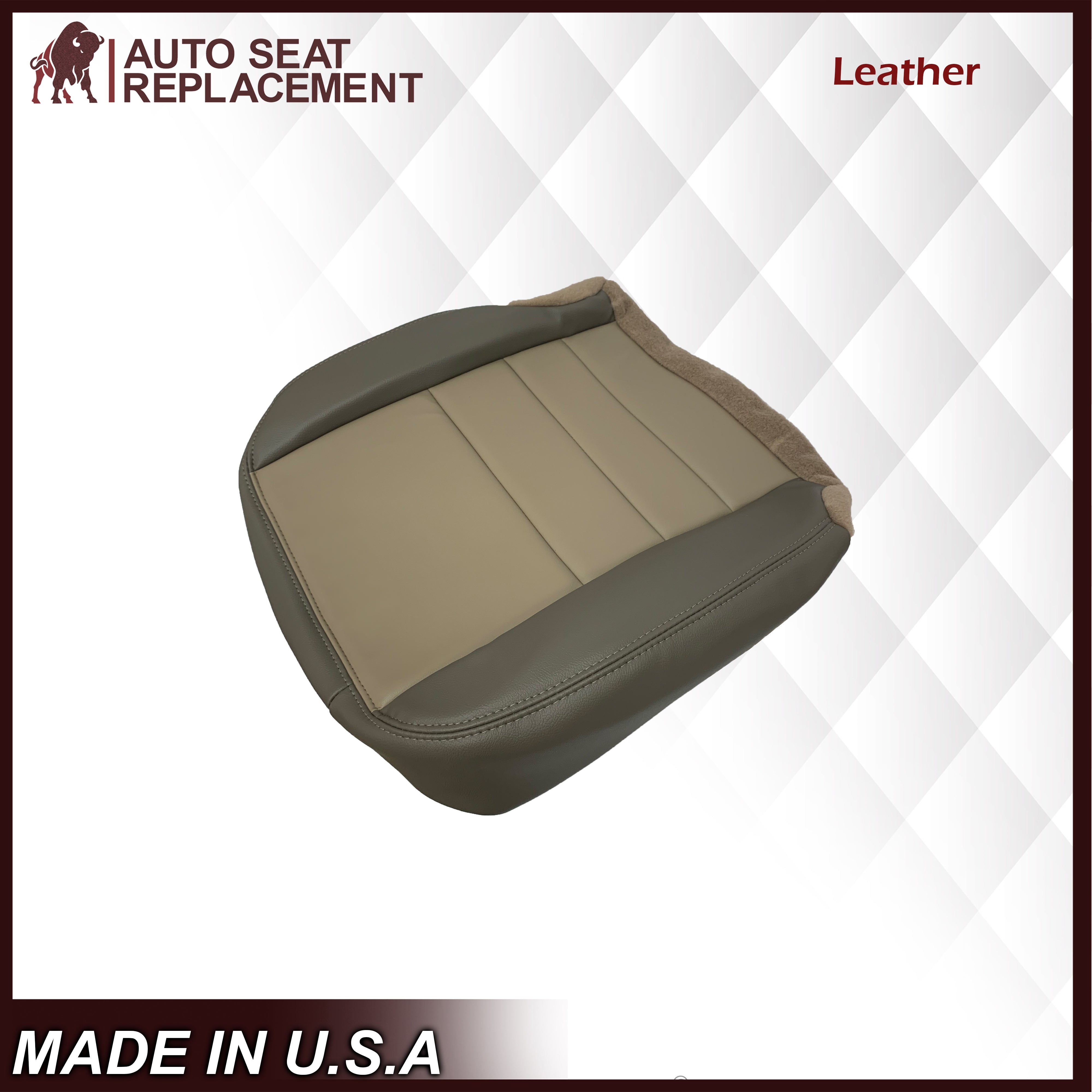 2002-2004 Ford Excursion Eddie Bauer Edition 2nd Row 50/50 Captain Chair Seat Covers - 2-Tone Tan & Gray | Custom Fit for SUV Protection | Perfect for Road Trips & Family Adventures
