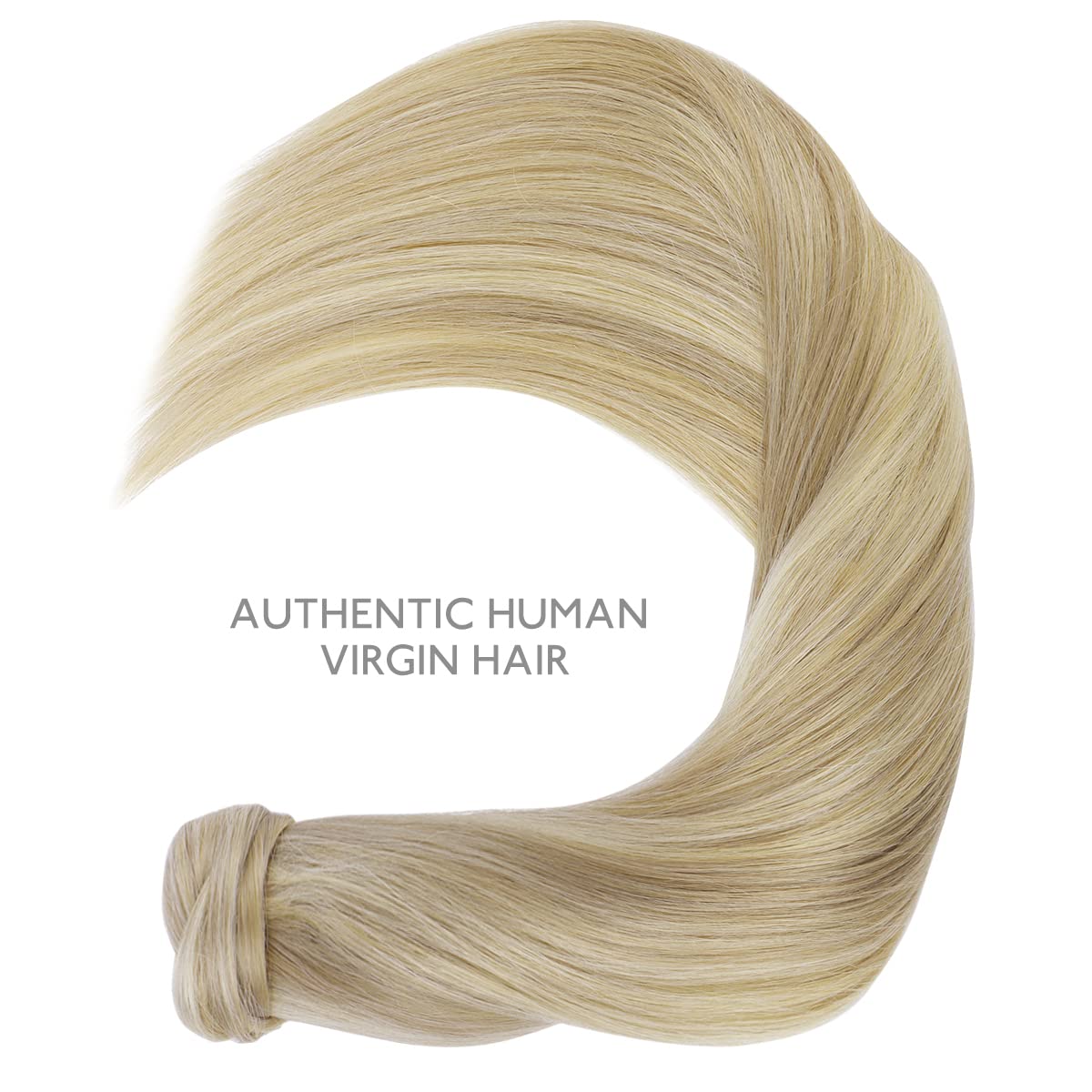 WENNALIFE 22 Inch Clip-In Ponytail Hair Extension - 80g Light Blonde Highlighted Golden Blonde Human Hair - Remy Hair Wrap Around Ponytail for Women - Perfect for Parties, Weddings & Daily Styling