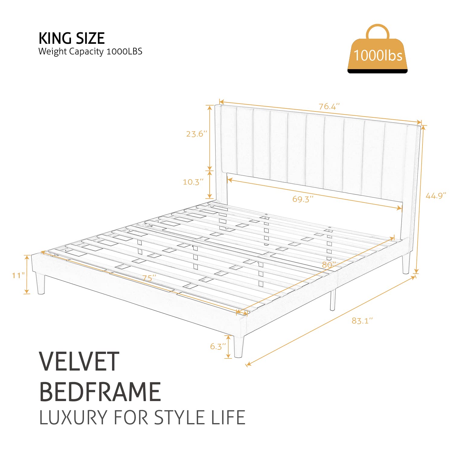 Luxury SHA CERLIN King Size Bed Frame - Velvet Upholstered Platform Bed with Headboard, Sturdy Wood Slat Support, No Box Spring Required (Emerald Green) | Perfect for Master Bedrooms, Guest Rooms & Modern Apartments
