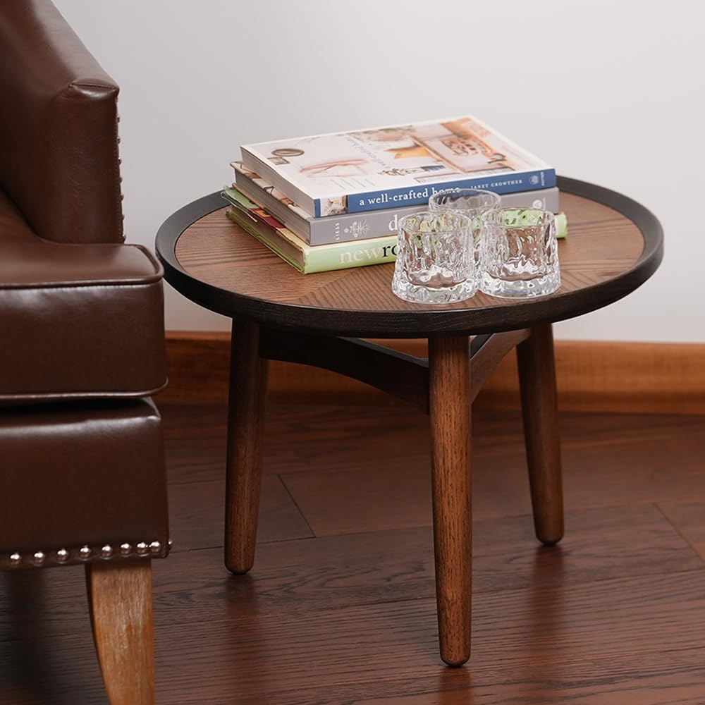 CONSDAN Solid Oak Nesting Table Set - Wood Coffee Table & Side Table for Living Room, Bedroom, Balcony - Modern Home Decor Furniture for Small Spaces (Standard Size) - Perfect for Coffee, Books & Plants