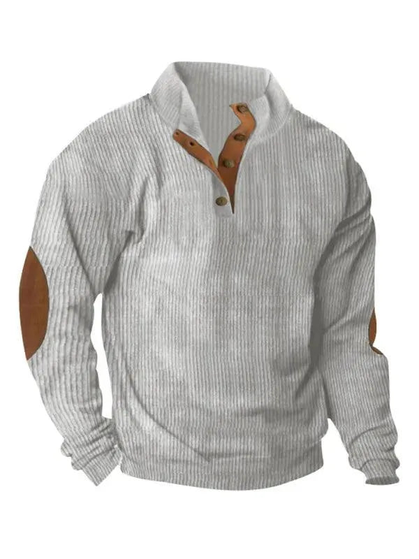 Men's Stand Collar Corduroy Sweatshirt - Comfortable Casual Pullover for Fall & Winter - Perfect for Outdoor Activities, Work and Daily Wear