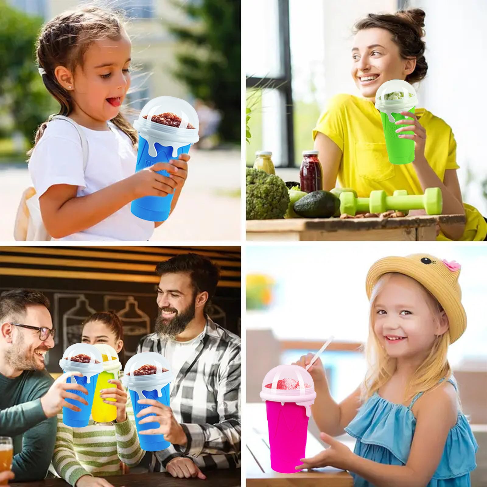 **17oz/500ml Double-Layer Slushie Maker Cup - Quick Frozen Magic Cup for Milk Shakes, Smoothies & Slushies - Fast Cooling & Serving (Blue) - Perfect for Summer Drinks, Parties & Kids Treats**