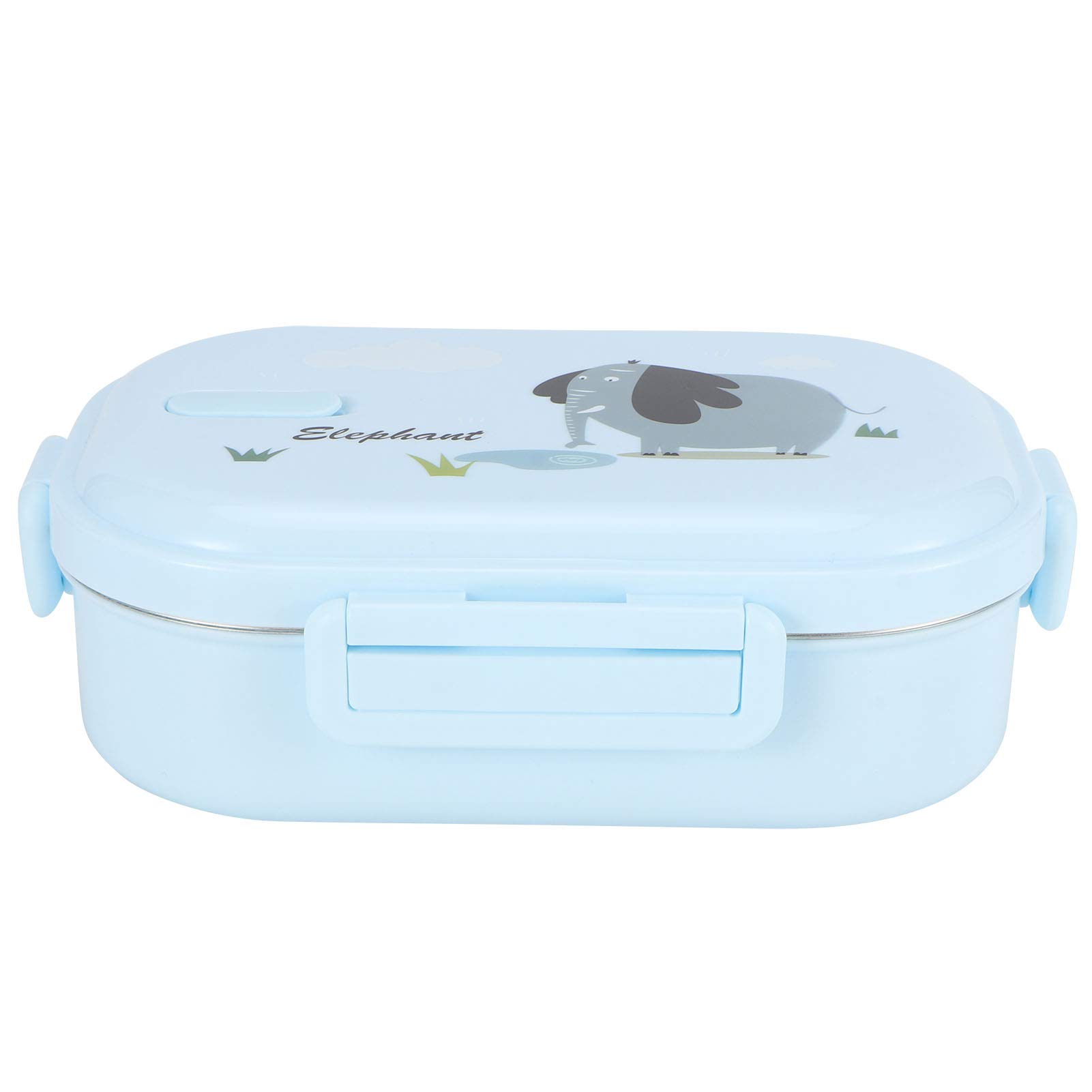 **Insulated Bento Lunch Box for Kids - Stainless Steel Leakproof Lunch Container with 2 Compartments - Cute Elephant Design (Pure Blue) - Perfect for School, Picnics & Travel**