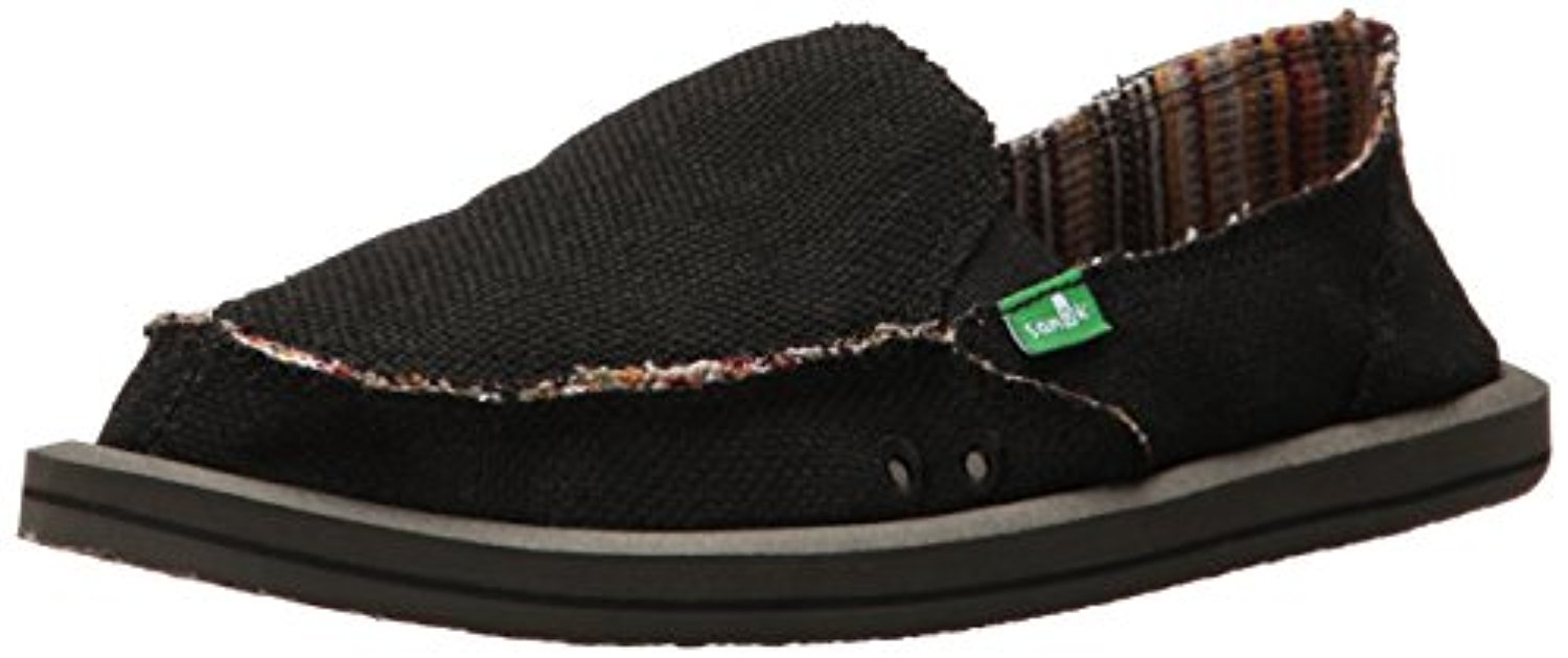 Sanuk Women's Donna Hemp Loafers - Comfortable Black Slip-On Shoes Size 6 with Oxy Shoe Cleaner Kit | Eco-Friendly Casual Footwear for Walking, Travel & Everyday Wear
