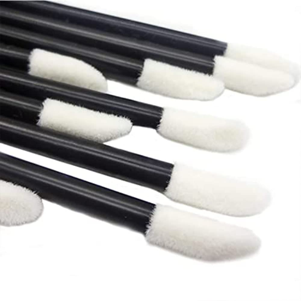 Veoni Belle 100 Pcs Disposable Makeup Brush Set - Black Lip & Gloss Applicator Wands for Professional & Home Makeup - Perfect for Salons, Travel & Hygienic Touch-Ups