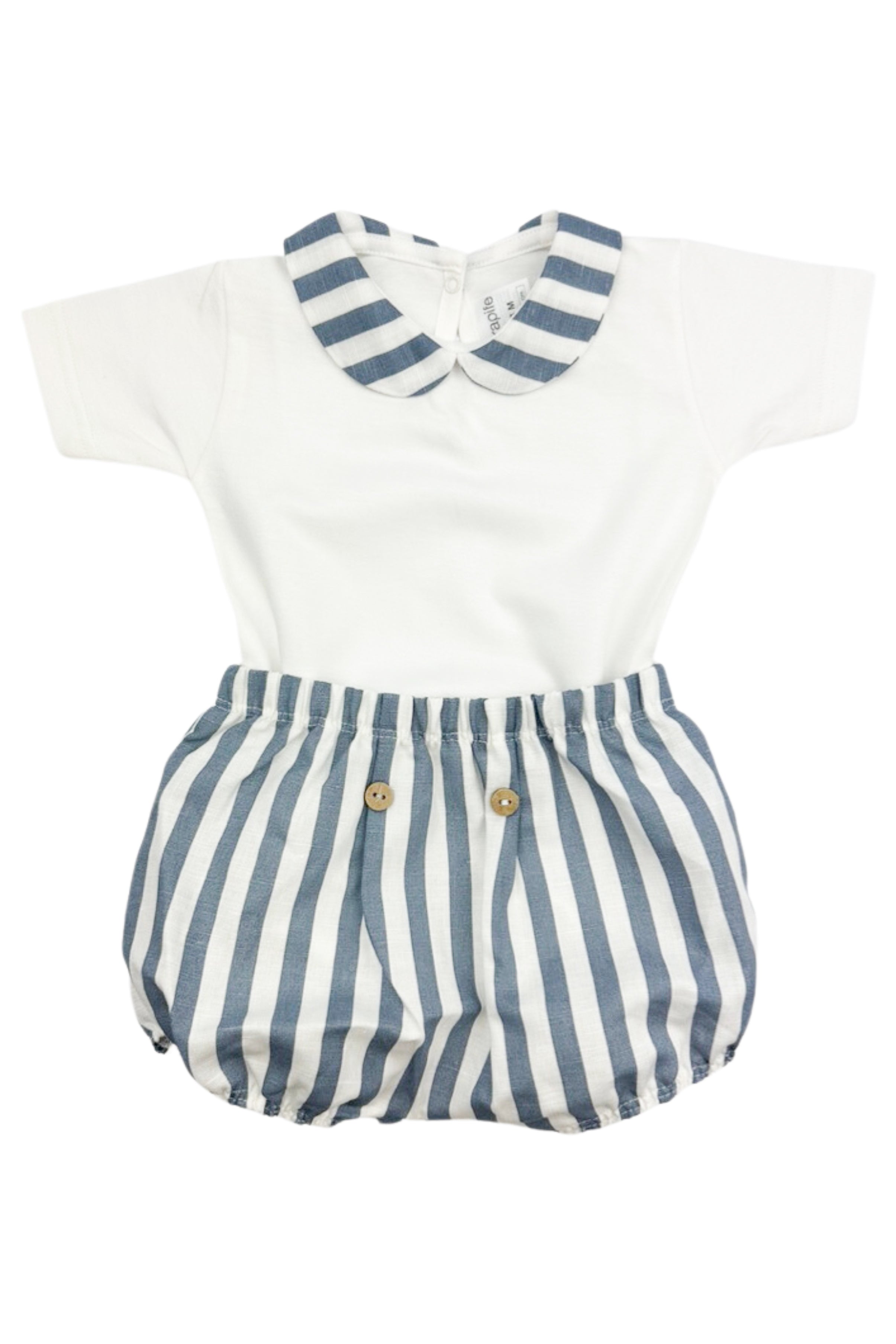 Bran Dusky Blue Striped Bodysuit & Jogger Pants Set - Soft Cotton Baby Outfit for Boys & Girls - Perfect for Playtime, Photos & Casual Wear