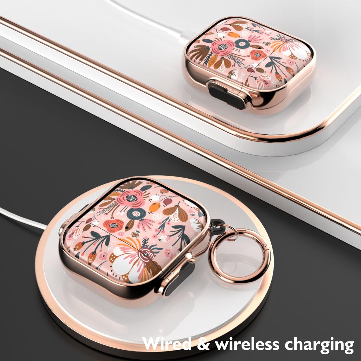 TATOFY AirPods 1/2 Case with Lock - Pink for Women & Men | Travel Protection