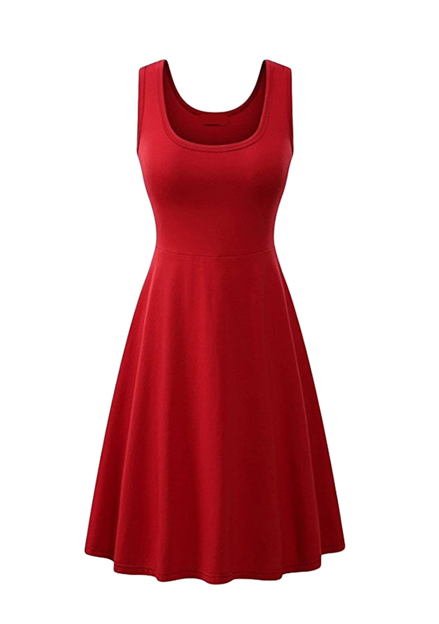 BOFETA Women's Sleeveless Flared Tank Swing Tunic Dress - Summer Casual Loose Fit T-Shirt Dress for Beach, Vacation & Everyday Wear