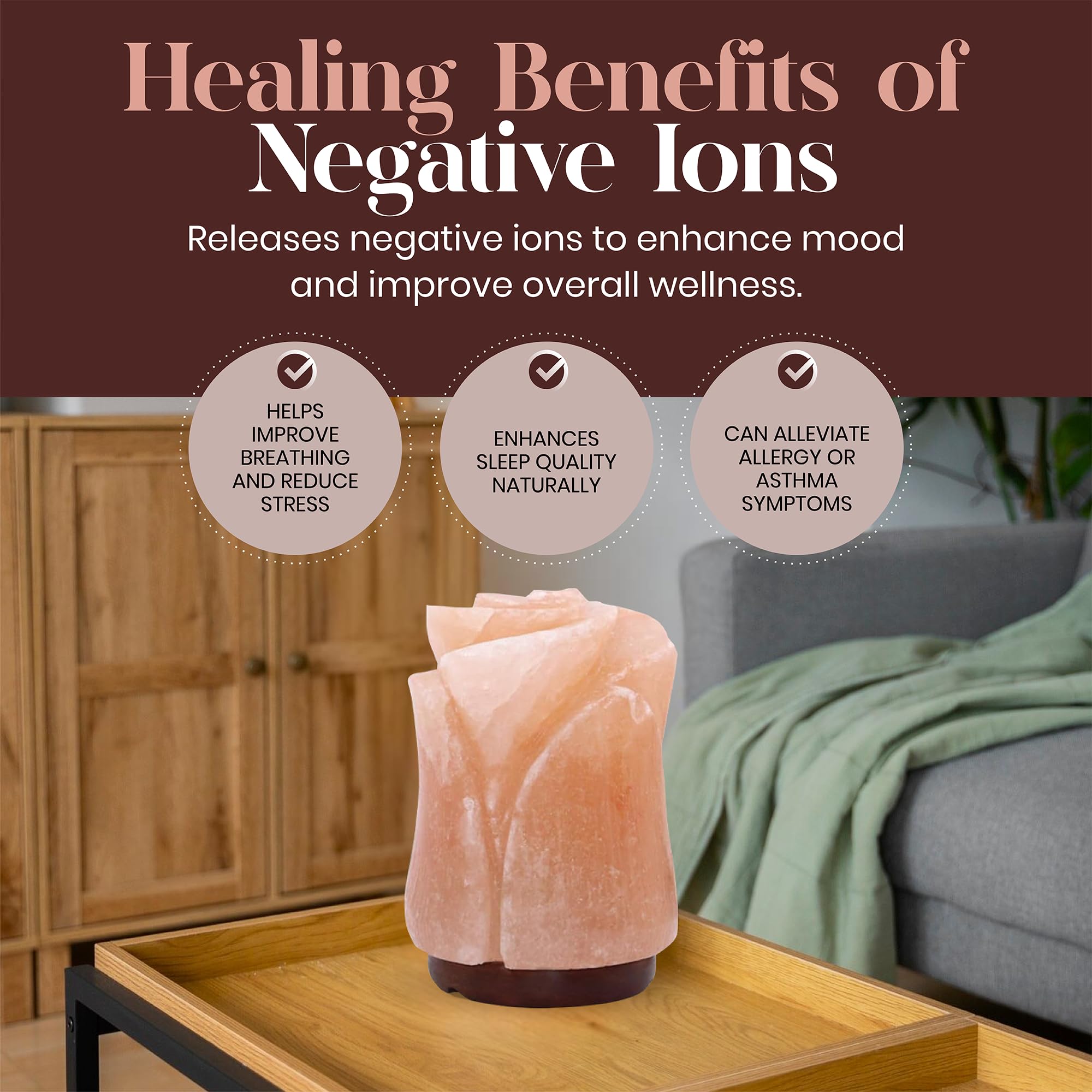 Himalayan Pink Salt Lamp - Hand-Carved Tulip Shape Natural Rock Salt Night Light for Home, Office, Bedroom Decor | Relaxing Mood Light for Yoga, Meditation & Stress Relief | Authentic Salt Crystal Lamp from Pakistan