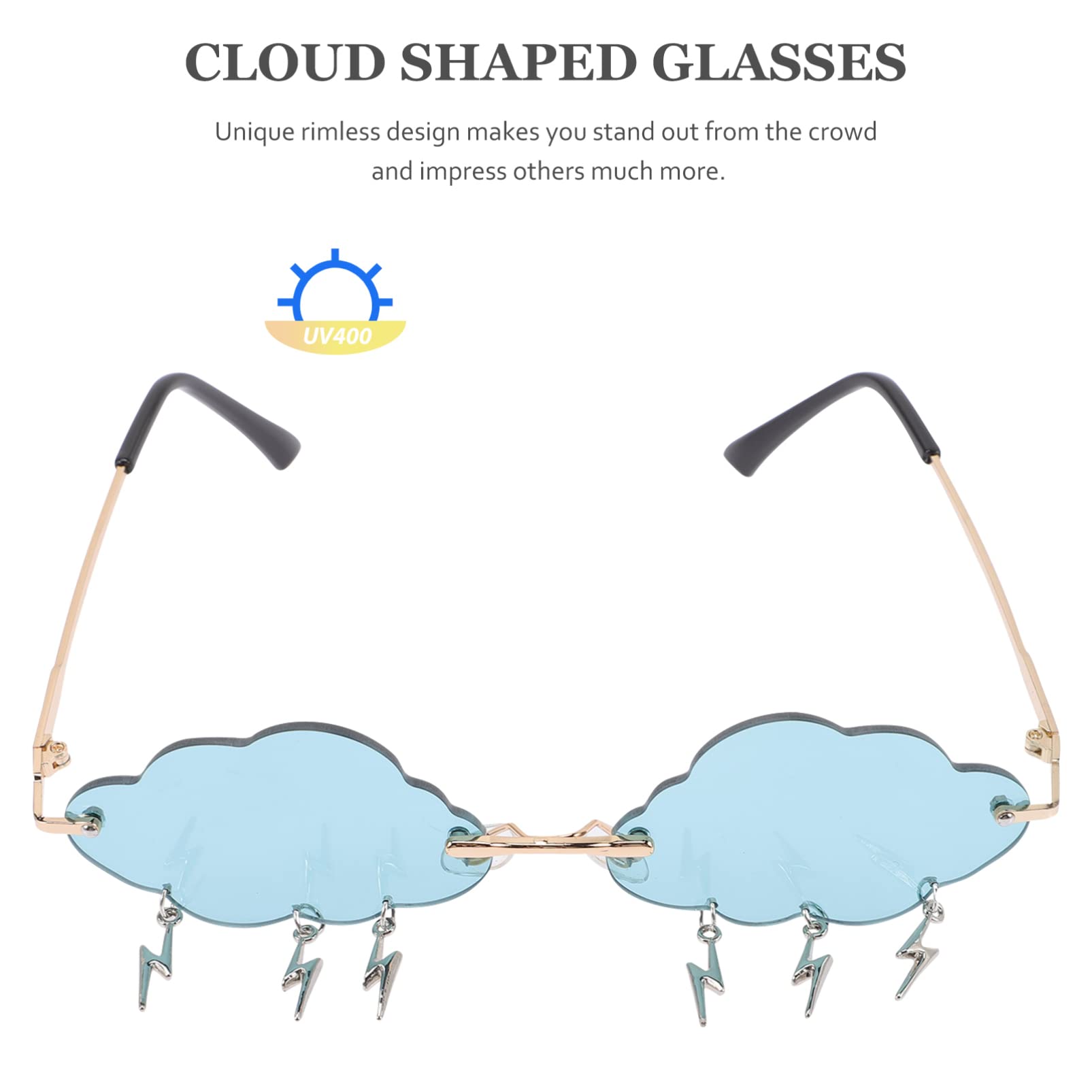 VALICLUD Rimless Vintage Cloud Sunglasses - 90s Retro Disco Rave Sunglasses for Women & Men - Perfect for Music Festivals, Beach Days & Nightclubs