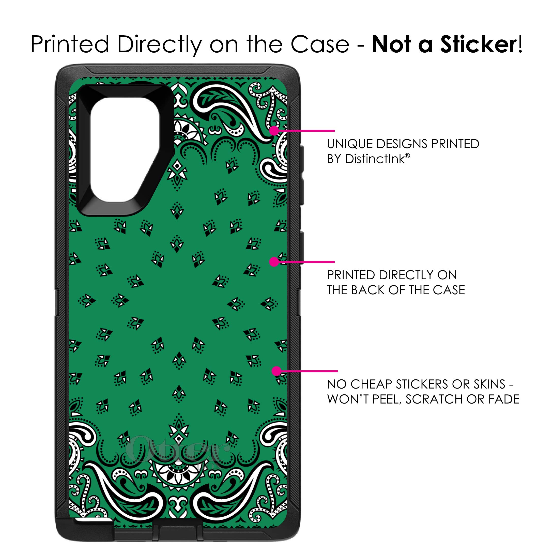 DistinctInk Samsung Galaxy Note 10 Plus Case (6.8 Inch) - Durable Protective Phone Cover with Bandana Print - Green, Black & White - Perfect for Outdoor, Work & Travel Protection