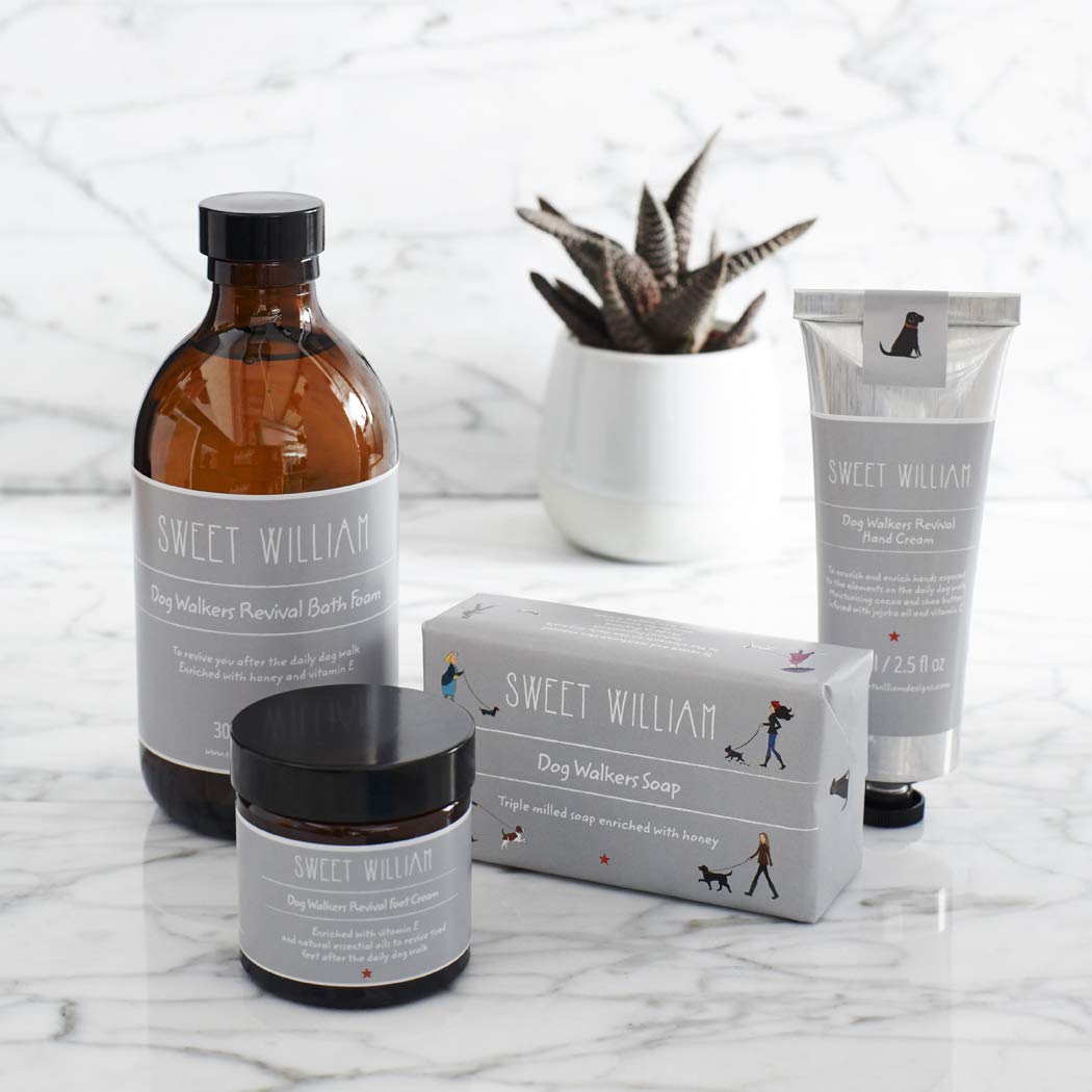 Sweet William Dog Walkers Revival Kit - Luxury Body Care Gift Set with Hand Cream, Bath Foam, Foot Cream & Handmade Soap | Perfect for Post-Walk Pampering & Relaxation Gifts for Dog Lovers
