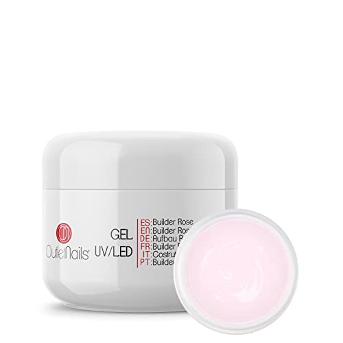 UV LED Gel Builder Rose 30ml - Professional Nail Construction Gel for Strong & Natural-Looking Nails - Perfect for Salon, Home Manicure & Nail Art Designs