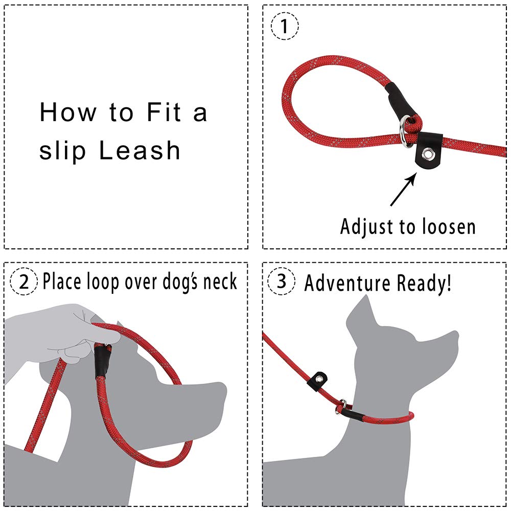 **Reflective 6ft Slip Lead Dog Leash for Large & Medium Dogs - Heavy Duty Training Rope with Strong Pull Resistance - Perfect for Walking, Hiking & Outdoor Adventures**
