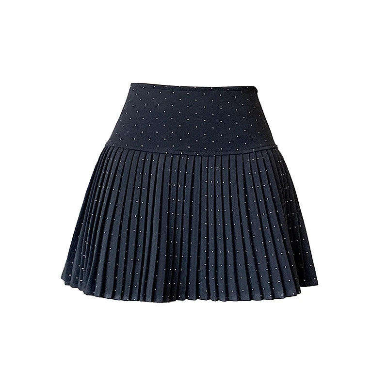 Women's High Waist Slim Pleated Wool Mini Skirt - Black, Blue, Brown | Diamond Pattern | Autumn Winter Fashion | College Style | Perfect for Festivals, Parties & Casual Wear