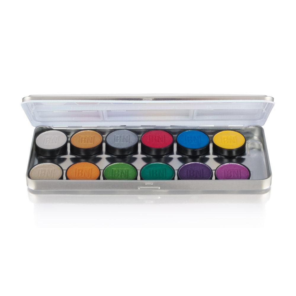 Ben Nye Lumiere Grande Colour Pressed Palette - 12 Professional Makeup Colors for Stage & Photography | LUK 12 | Perfect for Theatrical, Cosplay & Special Effects Makeup Artists