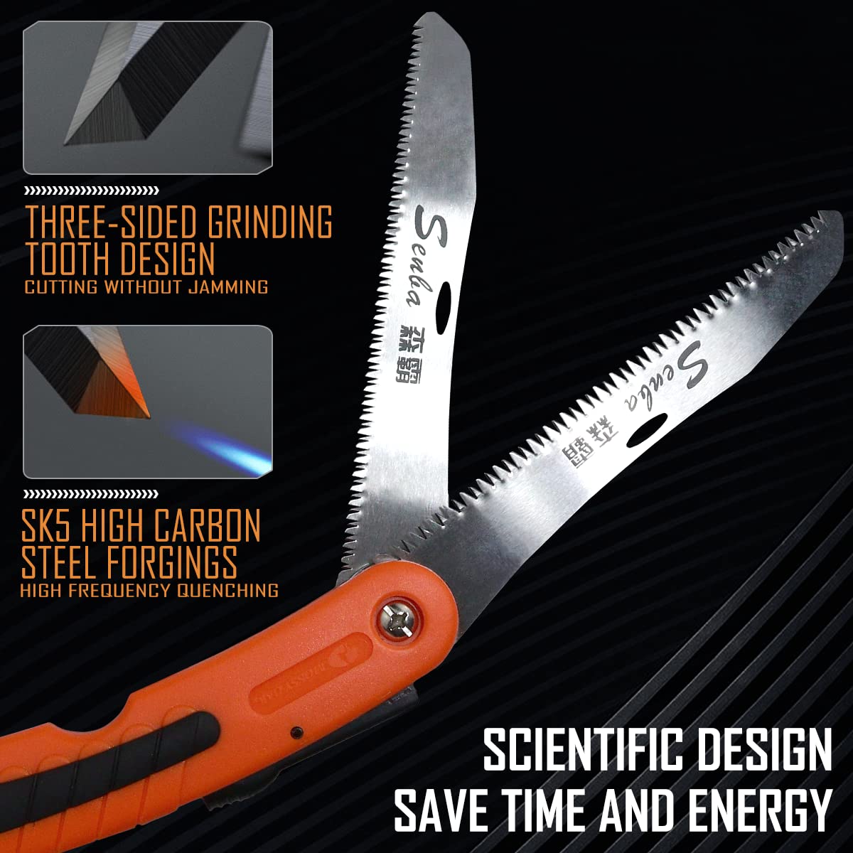 Folding Hand Pruning Saw - Double Blade Camping & Garden Saw with Safety Lock | Non-Slip Handle for Tree Trimming, Wood Cutting | Perfect for Outdoor Activities, Gardening, Camping & Hiking