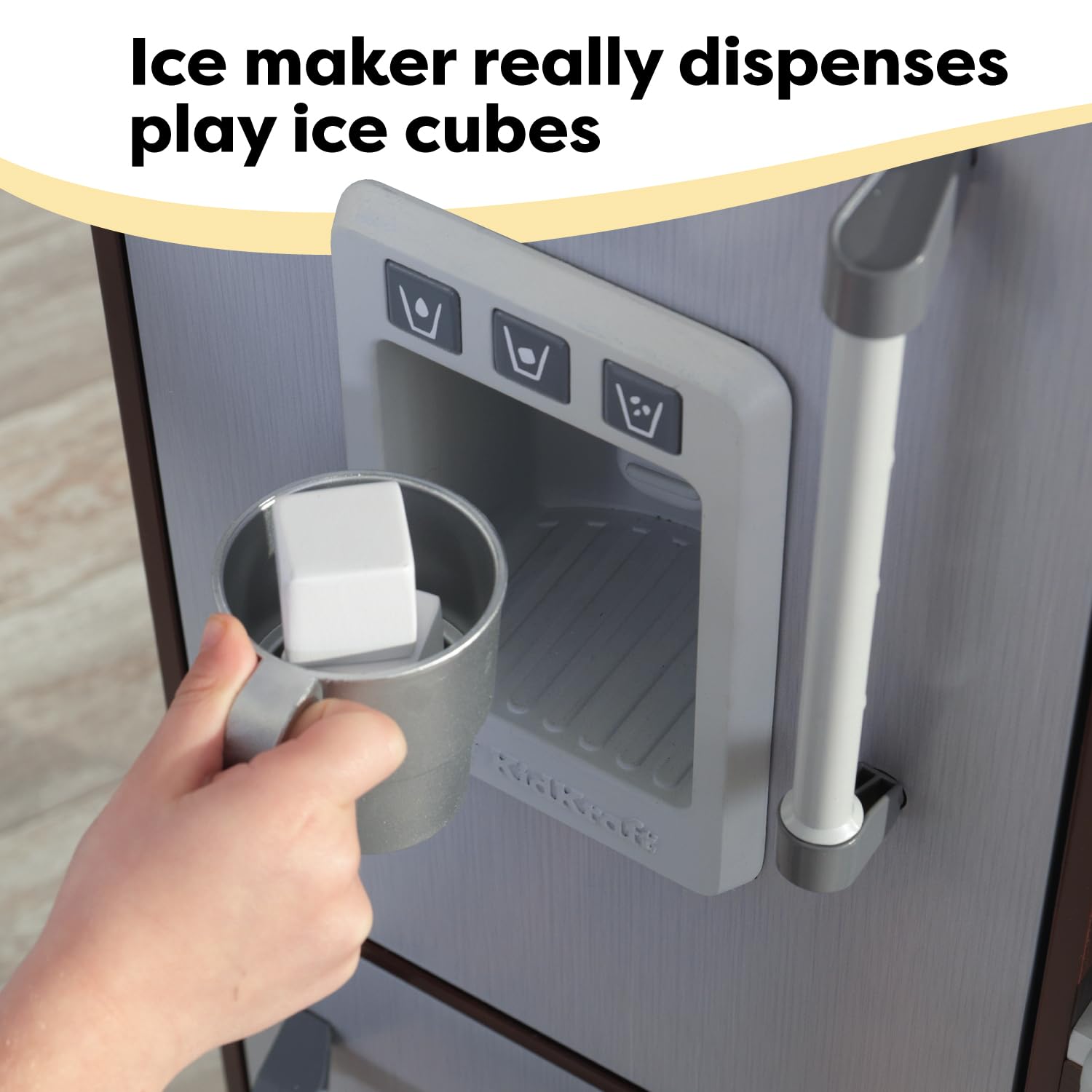KidKraft Uptown Elite Espresso Play Kitchen - Wooden Pretend Play Set with Lights, Sounds & Working Ice Maker | EZ Kraft Assembly™ | Click & Turn Knobs | Educational Toy Gift for Kids Ages 3+ | Perfect for Imaginative Play, Role-Playing & Early Childhood Development