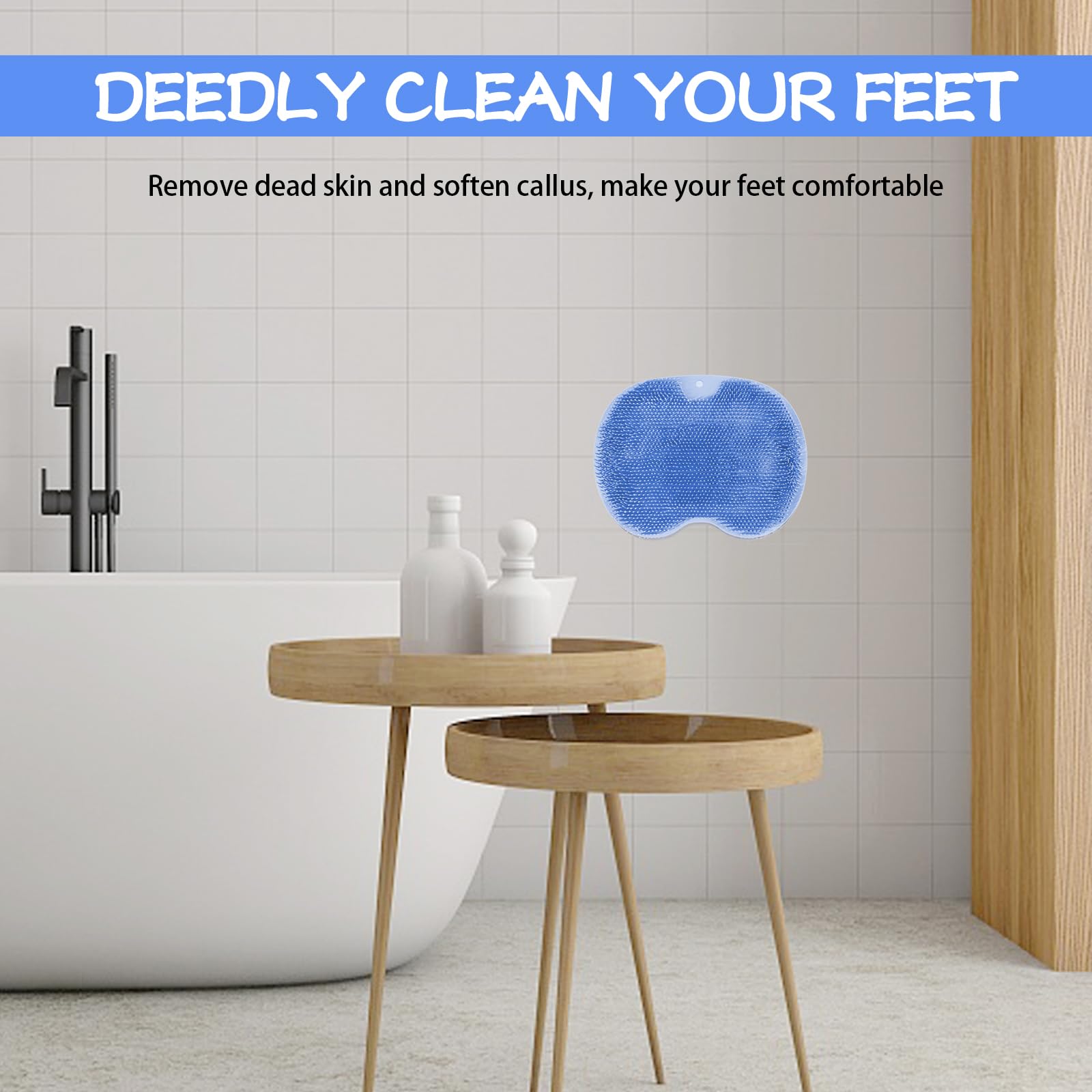**Wall Mounted Foot Scrubber & Massage Pad - Non-Slip Suction Cups for Improved Circulation & Pain Relief - Perfect for Bathroom, Spa, and Relaxation (Blue)**