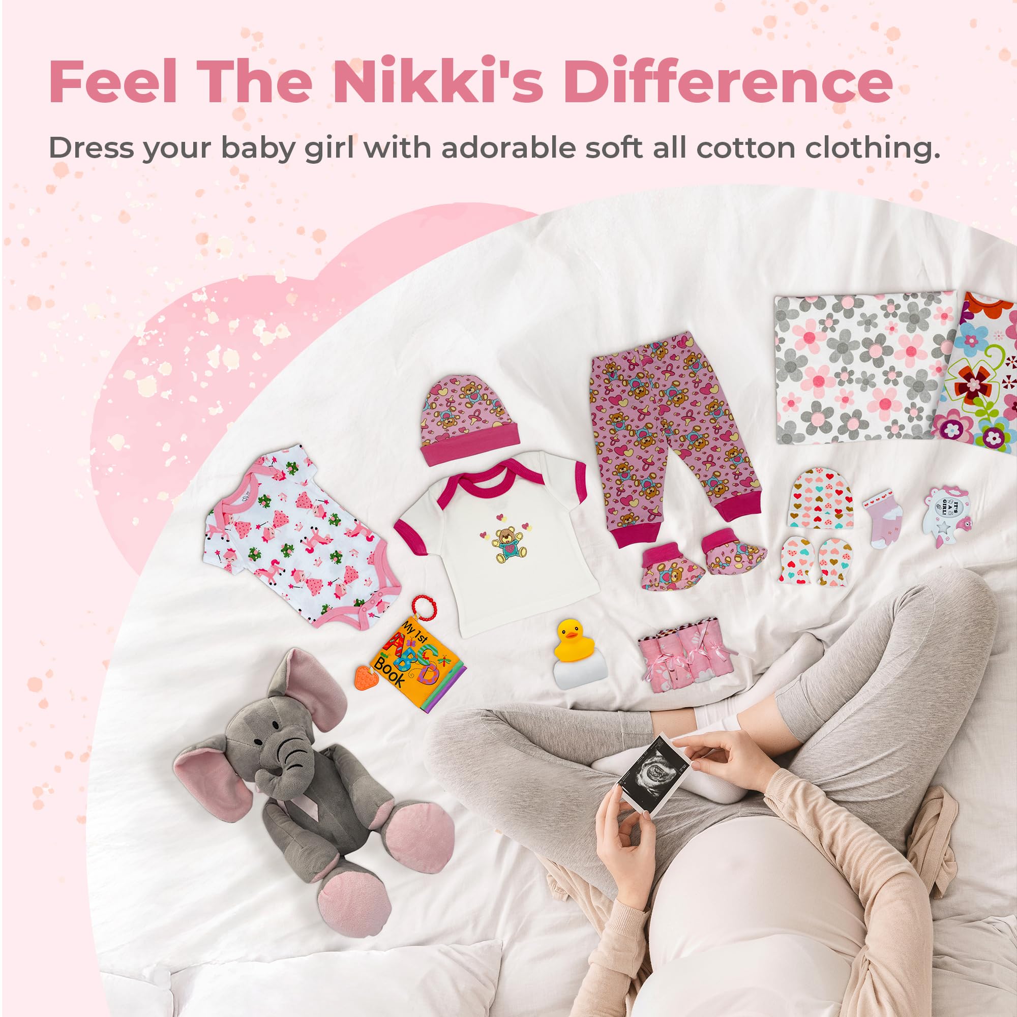 Bundle of Joy Deluxe Newborn Baby Gift Basket Set - Pink Baby Essentials & Layette for Baby Girls | Perfect Baby Shower Gift for Expecting Moms | Nikki's Gift Baskets | Ideal for Welcome Home, Hospital Visits & New Parent Gifting