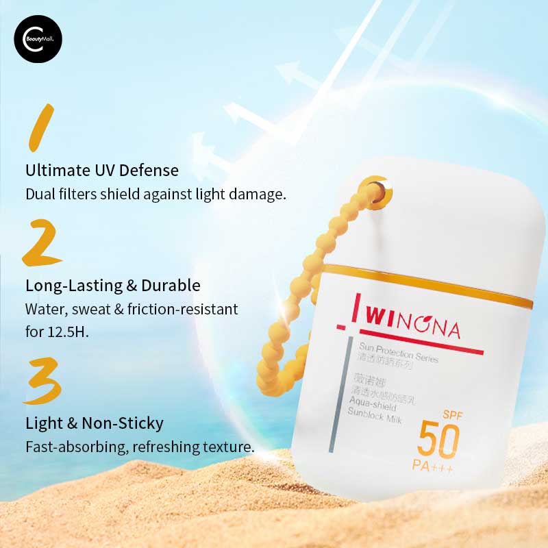 WINONA Lightweight Hydrating Sunscreen SPF 50 PA+++ for Face - Oil-Free, Non-Greasy Daily Moisturizer with Broad Spectrum Protection | Perfect for Outdoor Activities, Beach & Daily Wear