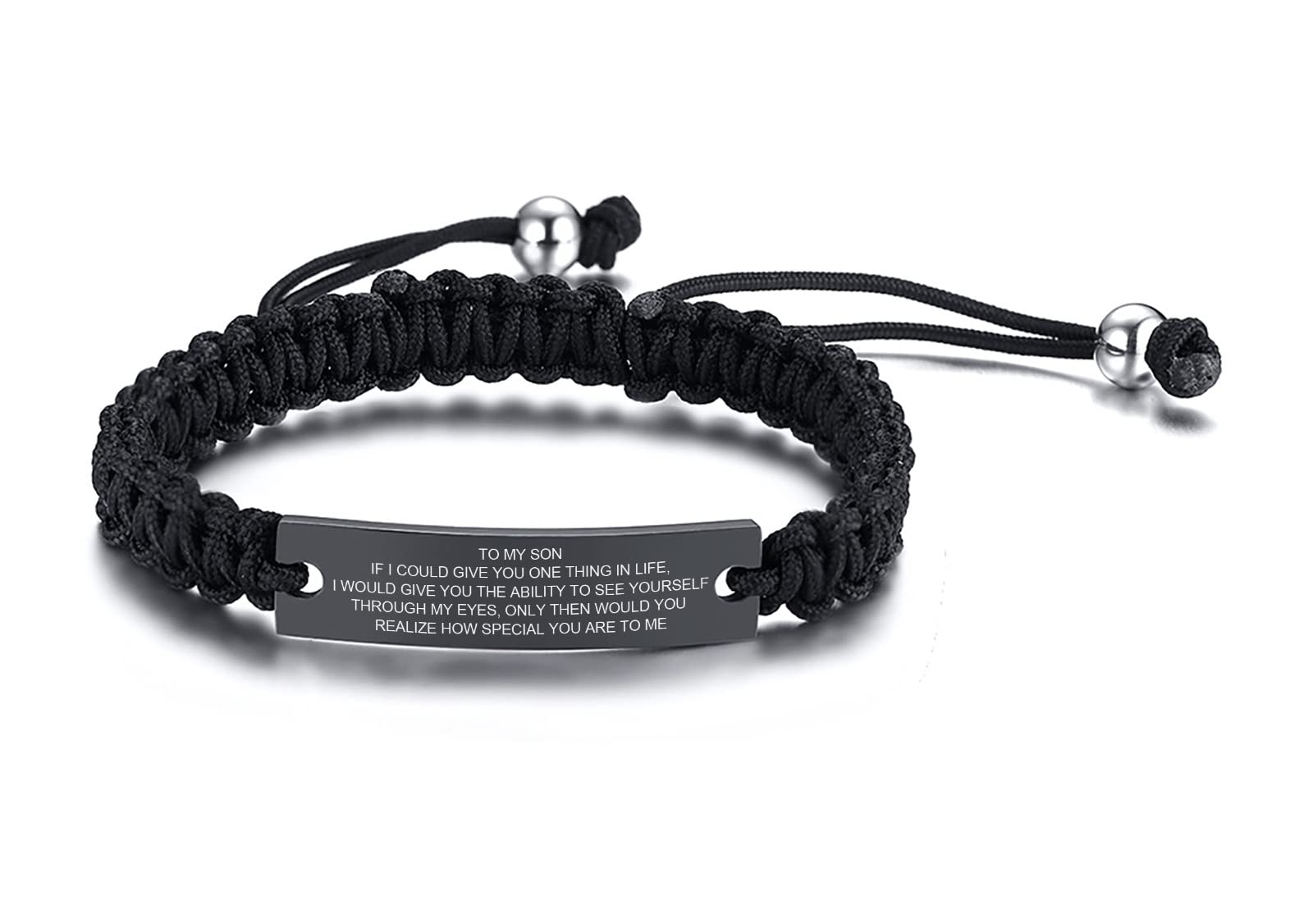 Personalized Macrame Bracelet for Son - Inspirational Gift from Mom & Dad, Birthday Graduation Present for Outdoor & Daily Wear