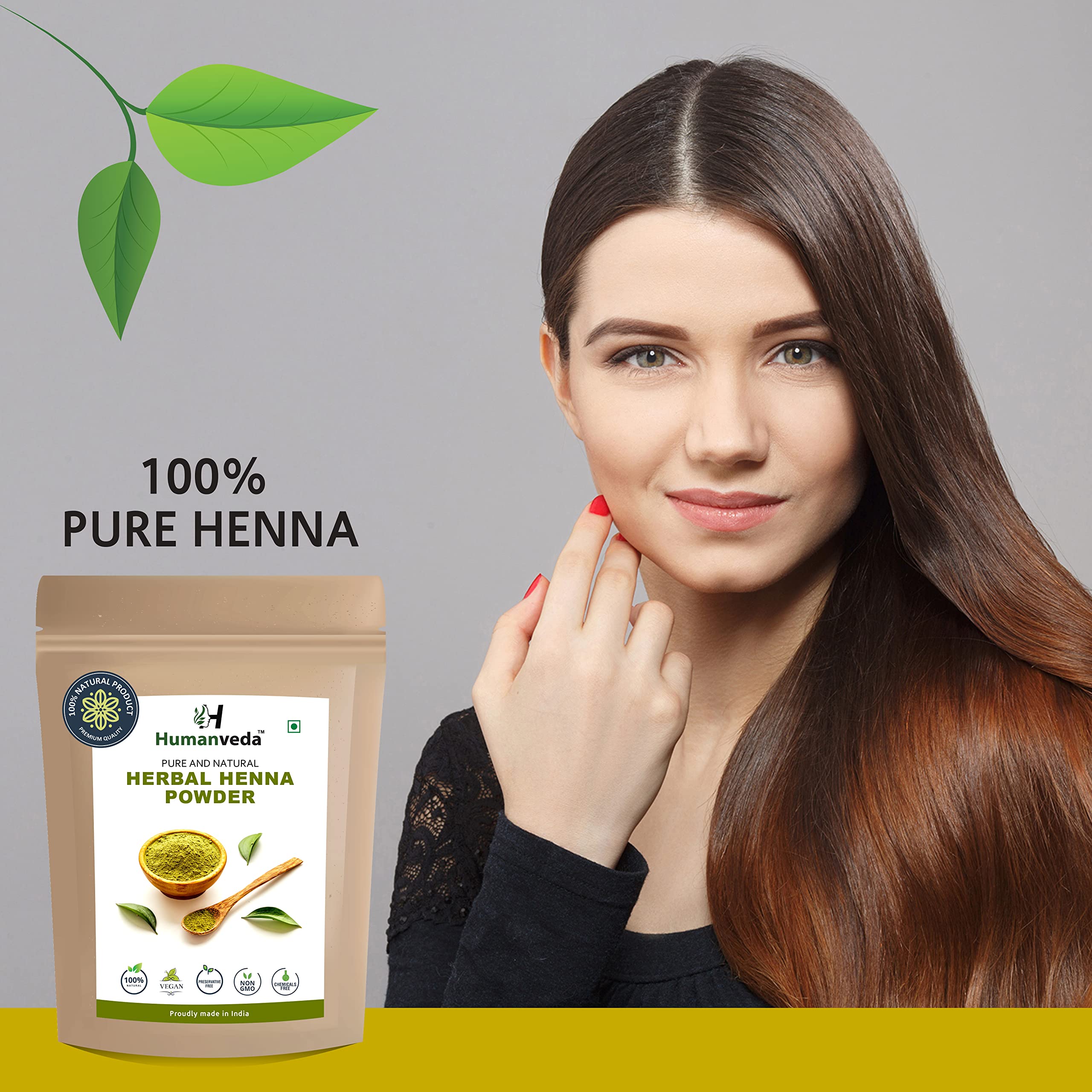 Humanveda 100% Natural Henna & Indigo Powder Hair Dye Combo (2 x 100g) - Organic Herbal Hair Color Treatment for Gray Coverage & Hair Growth - Perfect for DIY Hair Coloring at Home & Natural Hair Care Routine
