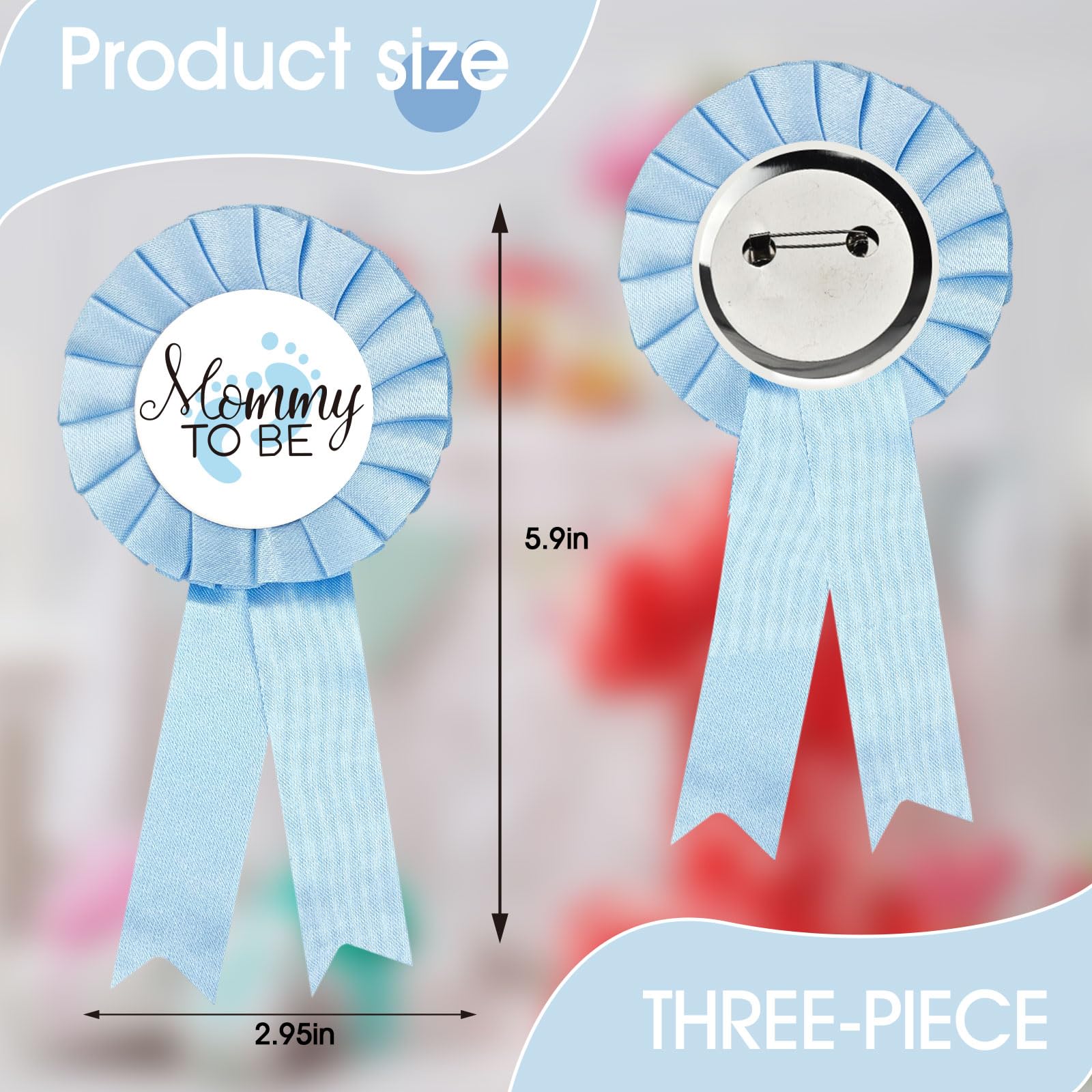 Grandma to Be & Mommy to Be Tinplate Badge Pin Set - 2 Pack Light Blue Baby Shower Buttons for Boy Gender Reveal Party, New Mom Gifts, Baby Celebration Rosette Pins (Sky Blue) - Perfect for Baby Showers, Gender Reveals & New Mom Celebrations