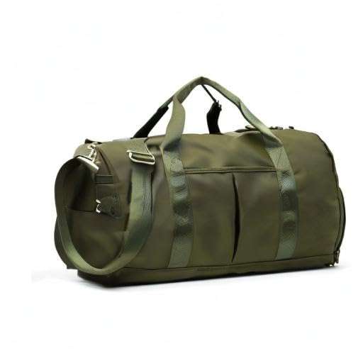 **Waterproof Travel Duffel Bag for Gym & Sports - Lightweight Packable Weekender Bag with Wet Pocket & Shoe Compartment - Durable Luggage for Men & Women (Army Green) - Perfect for Workouts, Travel & Weekend Getaways**