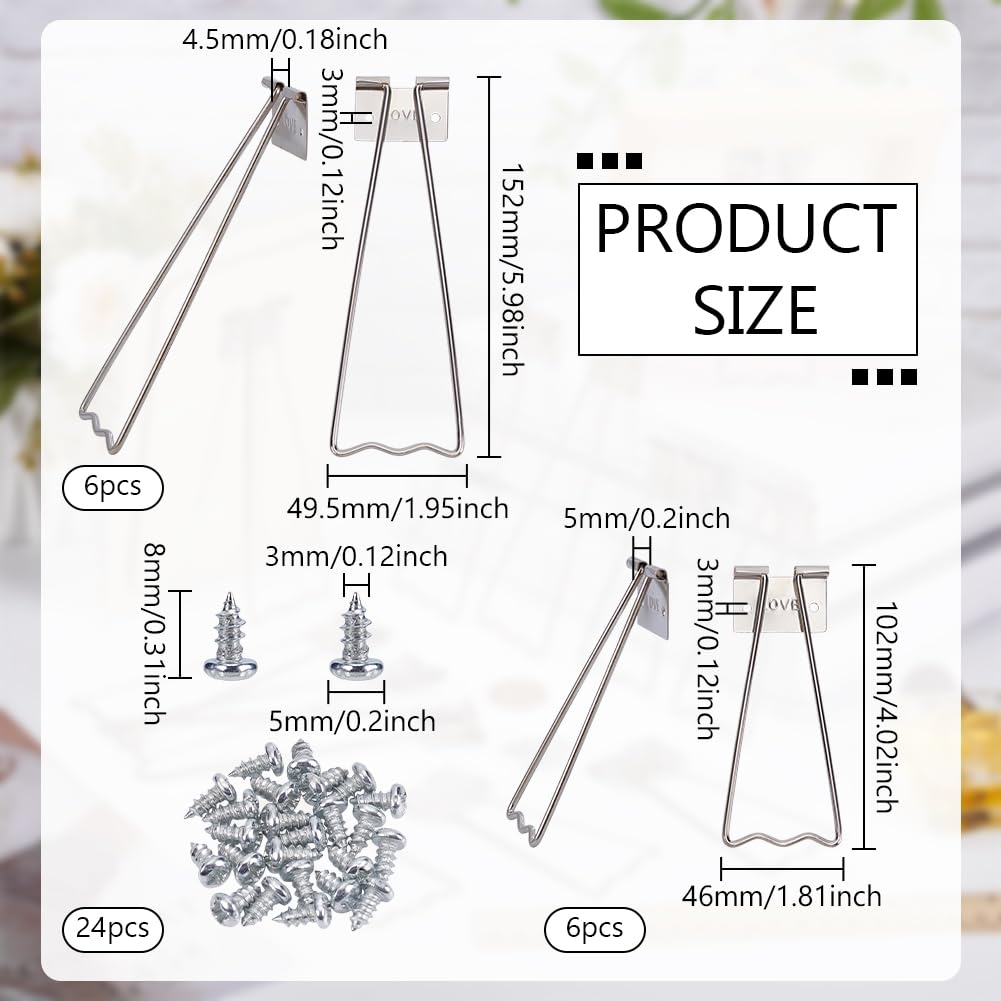 FINGERINSPIRE 12-Pack 2-Style Photo Frame Easel Stands - Iron Picture Frame Brackets with 24 Screws (Stainless Steel) - Perfect for Displaying Photos, Artwork, and Certificates at Home or Office