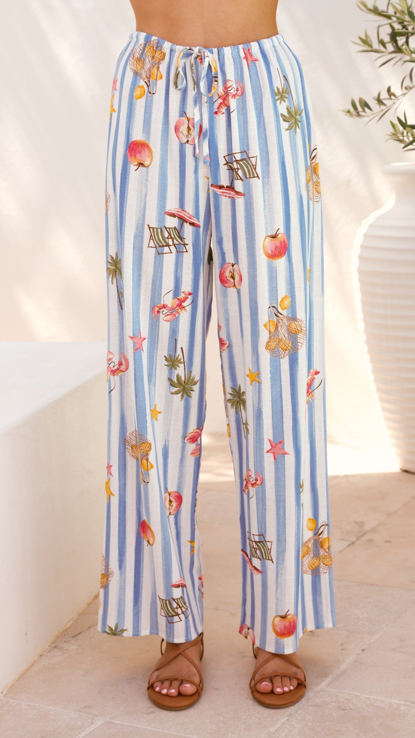 Alejandro Striped Sailor Print Pants - Stylish Nautical Trousers for Men & Women | Perfect for Beach Outings, Summer Vacations & Casual Wear