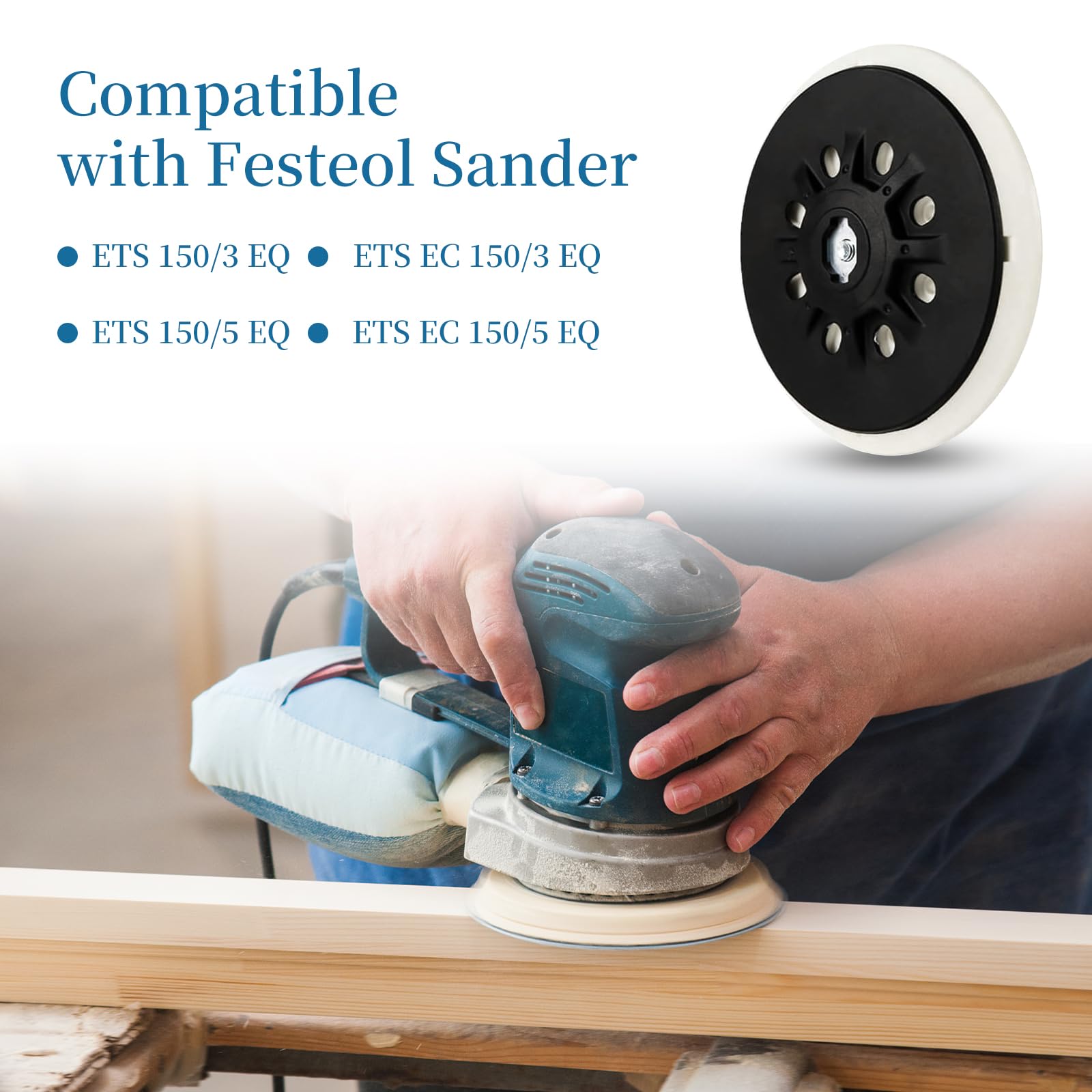 Festool ETS 150/5 EQ Sander Replacement Sanding Pad - 6-Inch Super Soft Jetstream Pad with 48 Holes (2024 New Model) | Durable 3-Year Warranty | Perfect for Woodworking, Floor Sanding & DIY Projects