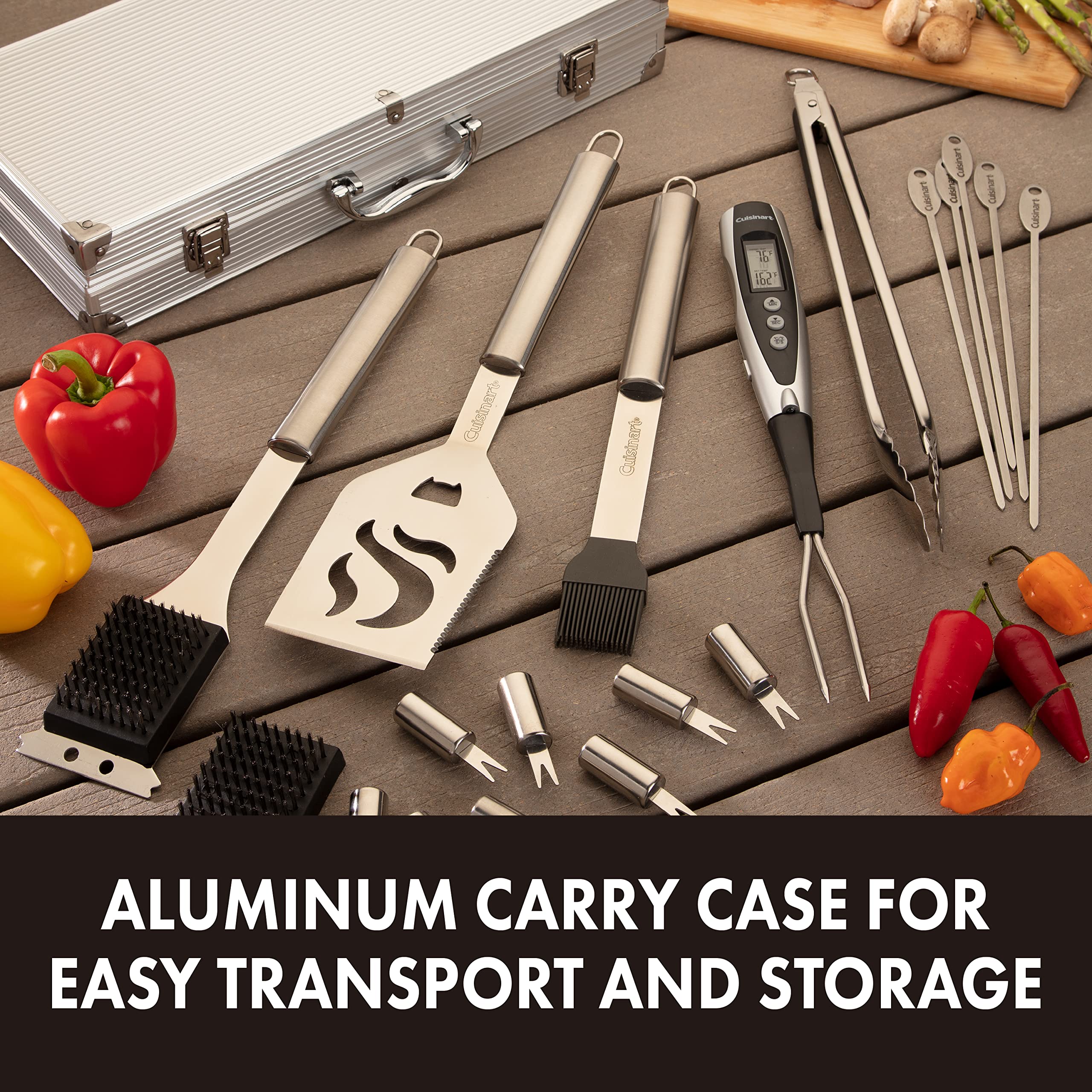 Cuisinart CGS-5014 Deluxe 14-Piece Stainless Steel BBQ Grill Tool Set - Perfect for Outdoor Grilling, Backyard Cookouts & Camping Trips