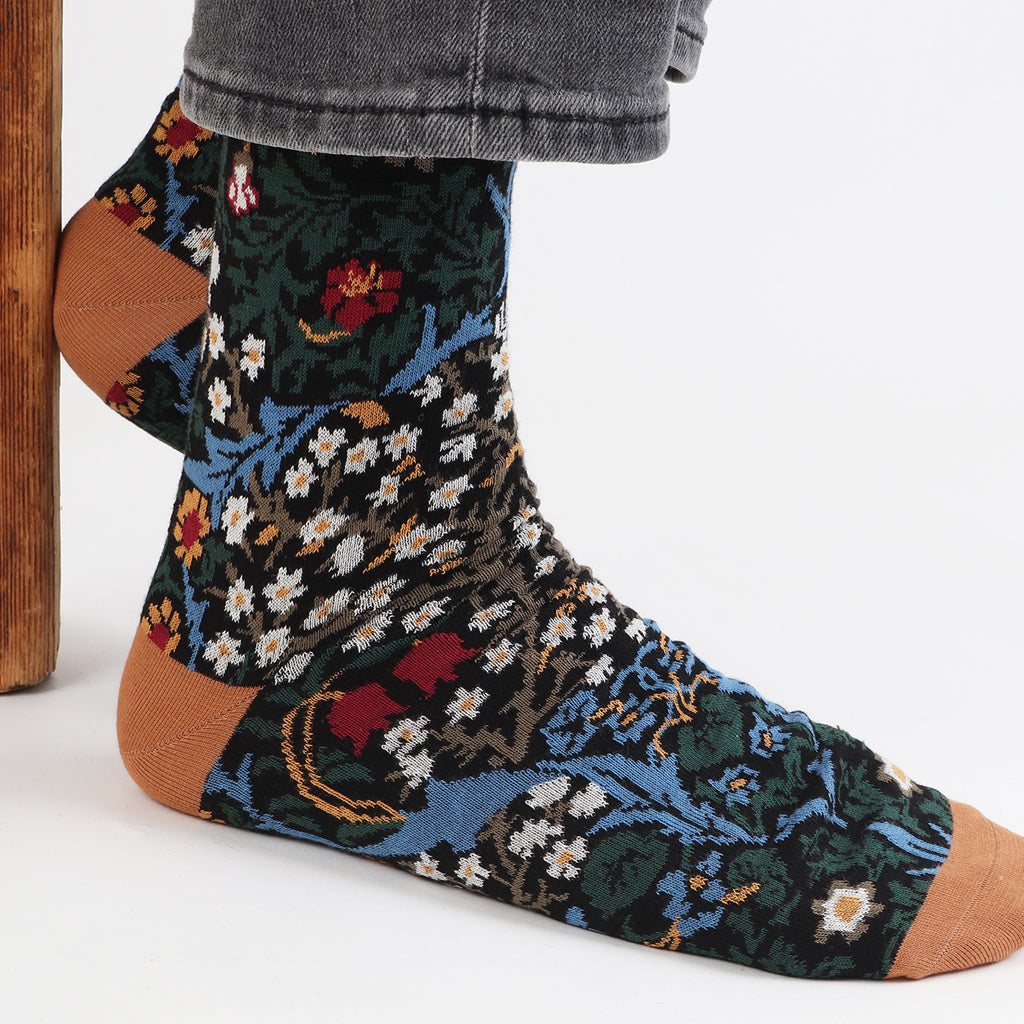 Men's William Morris Blackthorn Cotton Socks - Comfortable & Breathable for Everyday Wear, Hiking & Casual Outfits