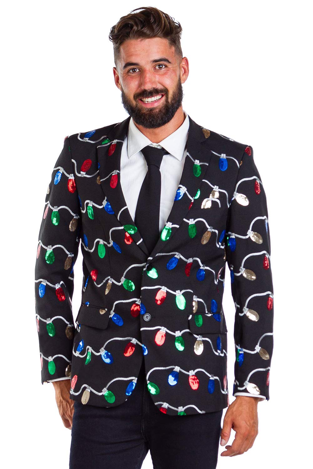 Men's Sequin Christmas Party Suit Set - Sparkling Holiday Blazer & Tie for Festive Celebrations, Office Parties, and New Year Events
