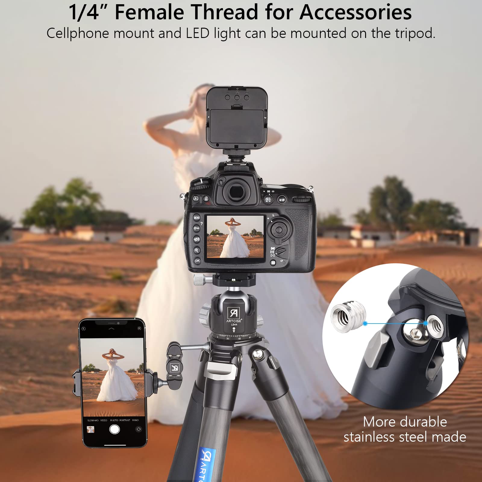 32.5mm Ultra Lightweight Carbon Fiber Tripod with Carry Bag - 10-Layer Heavy Duty Travel Camera Stand & Detachable Monopod for Canon Sony Nikon DSLR Cameras - Supports 25kg Load - Perfect for Travel, Hiking, Vlogging and Outdoor Photography
