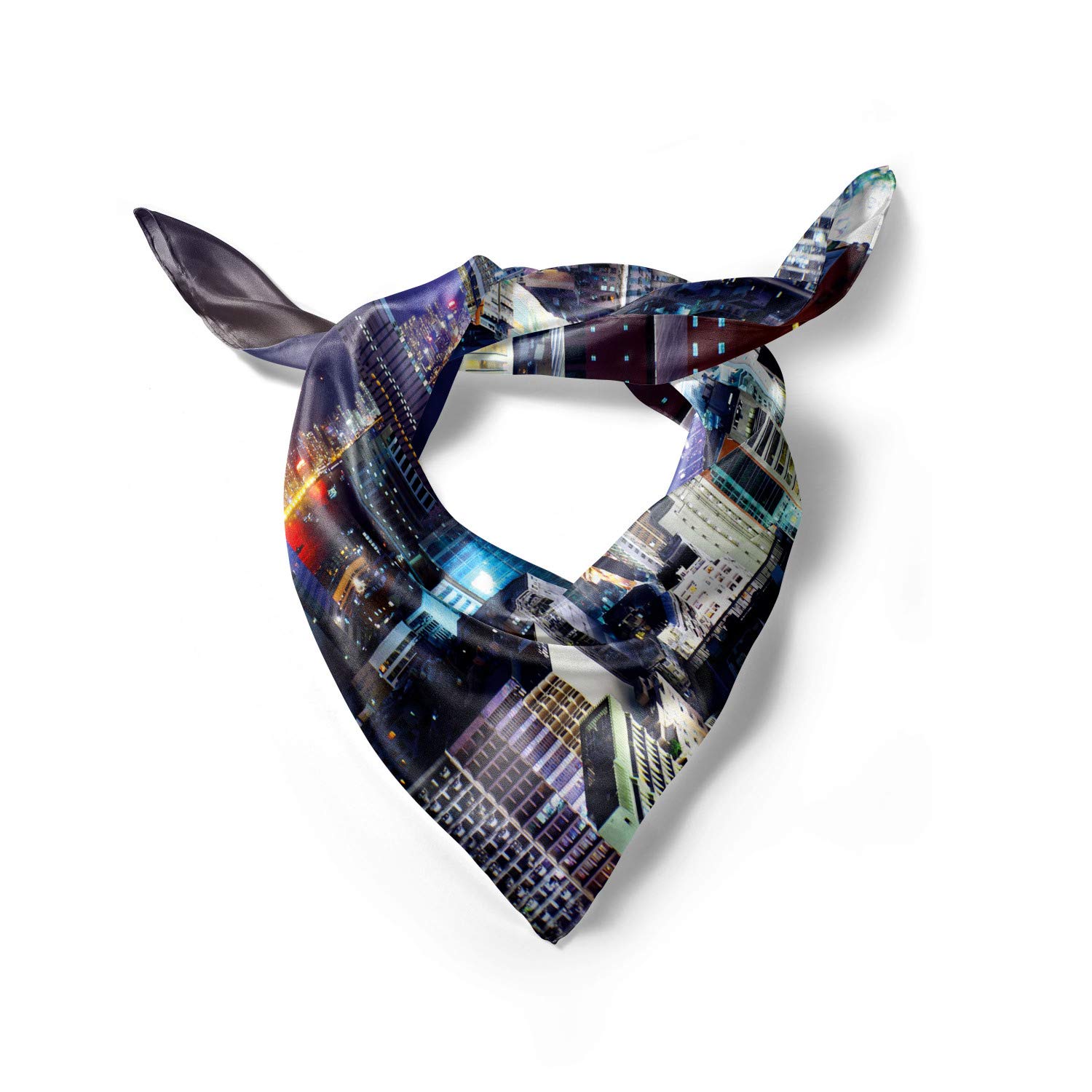 Ambesonne City Headscarf - Downtown Hong Kong Night Print Fashion Hijab Scarf for Women | Perfect for Daily Wear, Travel & Special Occasions