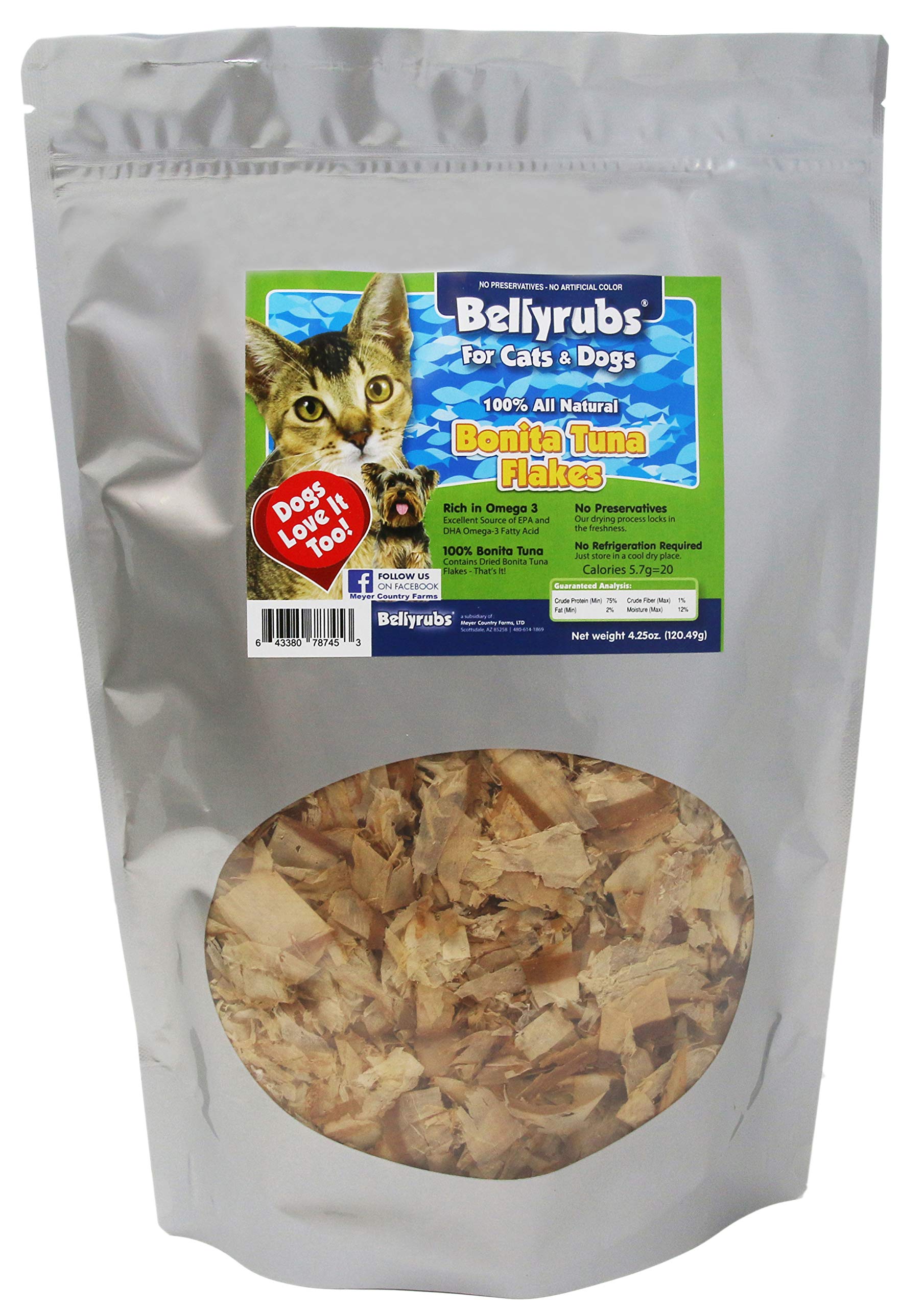 Premium Dried Tuna Flakes for Cats & Dogs - 4.25oz All-Natural Grain-Free Cat & Dog Treats | High-Protein Healthy Pet Training Snacks | Made in USA | Perfect for Training, Rewards & Bonding Moments