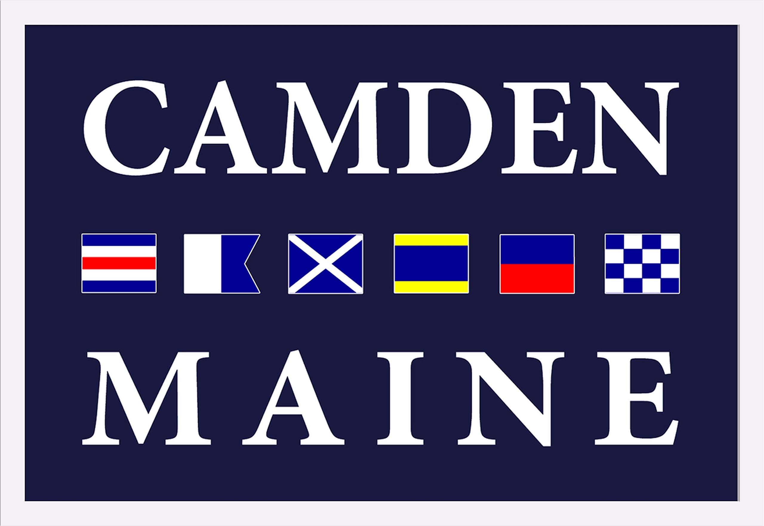 Nautical Flags Art Print - Camden, Maine 32818 (36x24 Giclee, Gallery Framed, White Wood) - Perfect for Coastal & Nautical Home Decor, Office or Gift