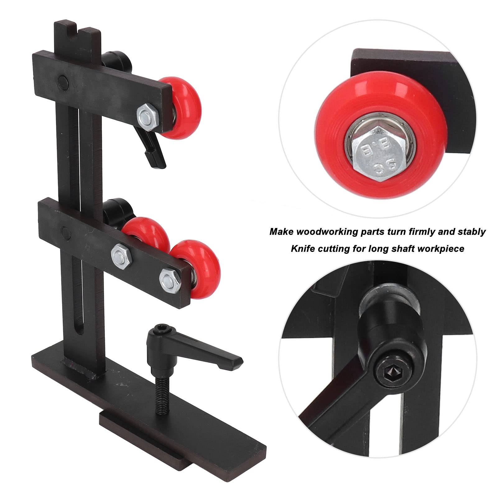 Wood Lathe Steady Rest - Heavy Duty Cast Iron L-Shaped Tool Support with 3 Adjustable Wheels for Woodturning | Industrial Woodworking Machine Accessory | Perfect for Bowl Turning, Spindle Work & Furniture Making