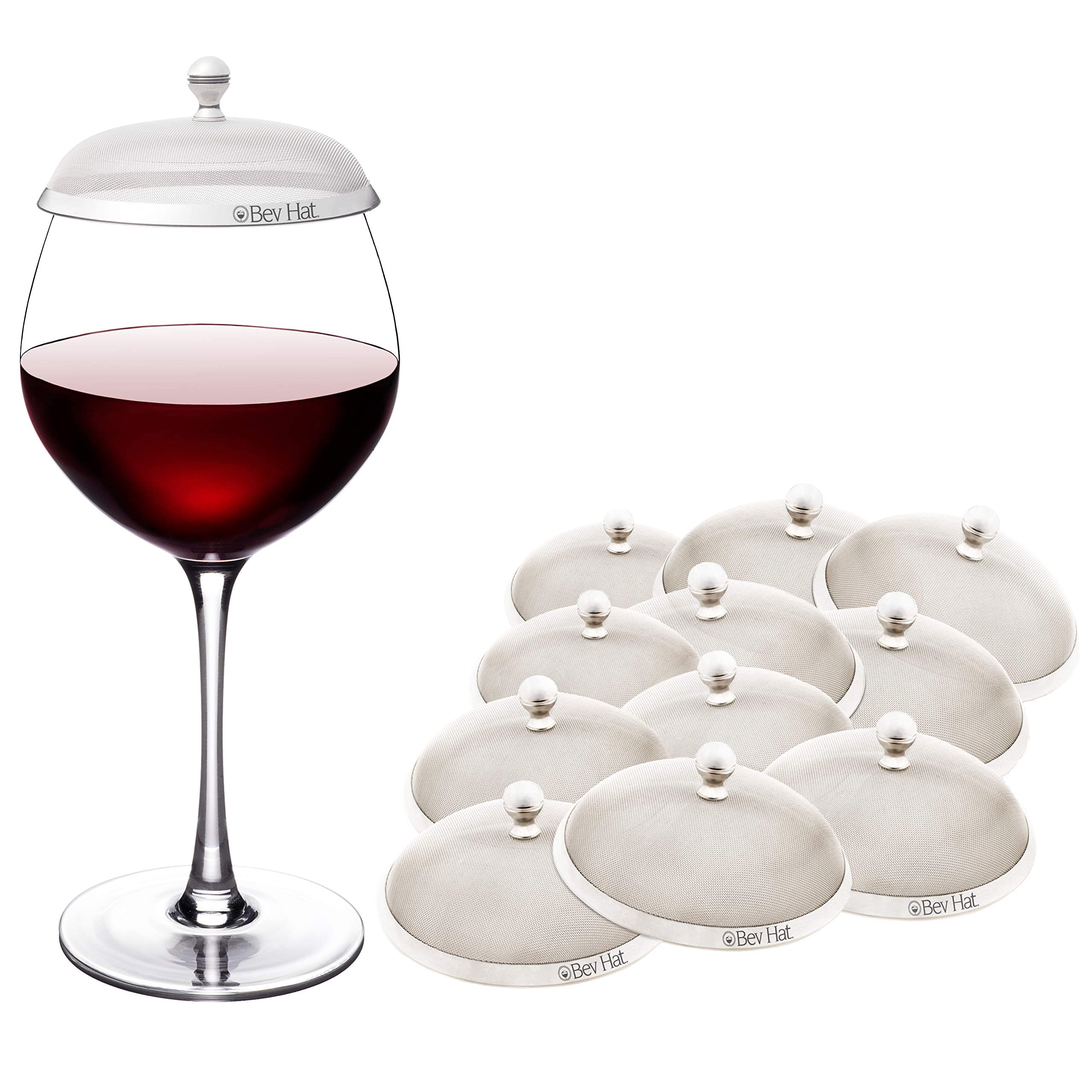 Stainless Steel Wine Glass Covers (12-Pack) - Bug-Proof Drink Protectors for Coffee, Tea, Water & Wine - Perfect for Outdoor Picnics, BBQs, Camping & Pool Parties